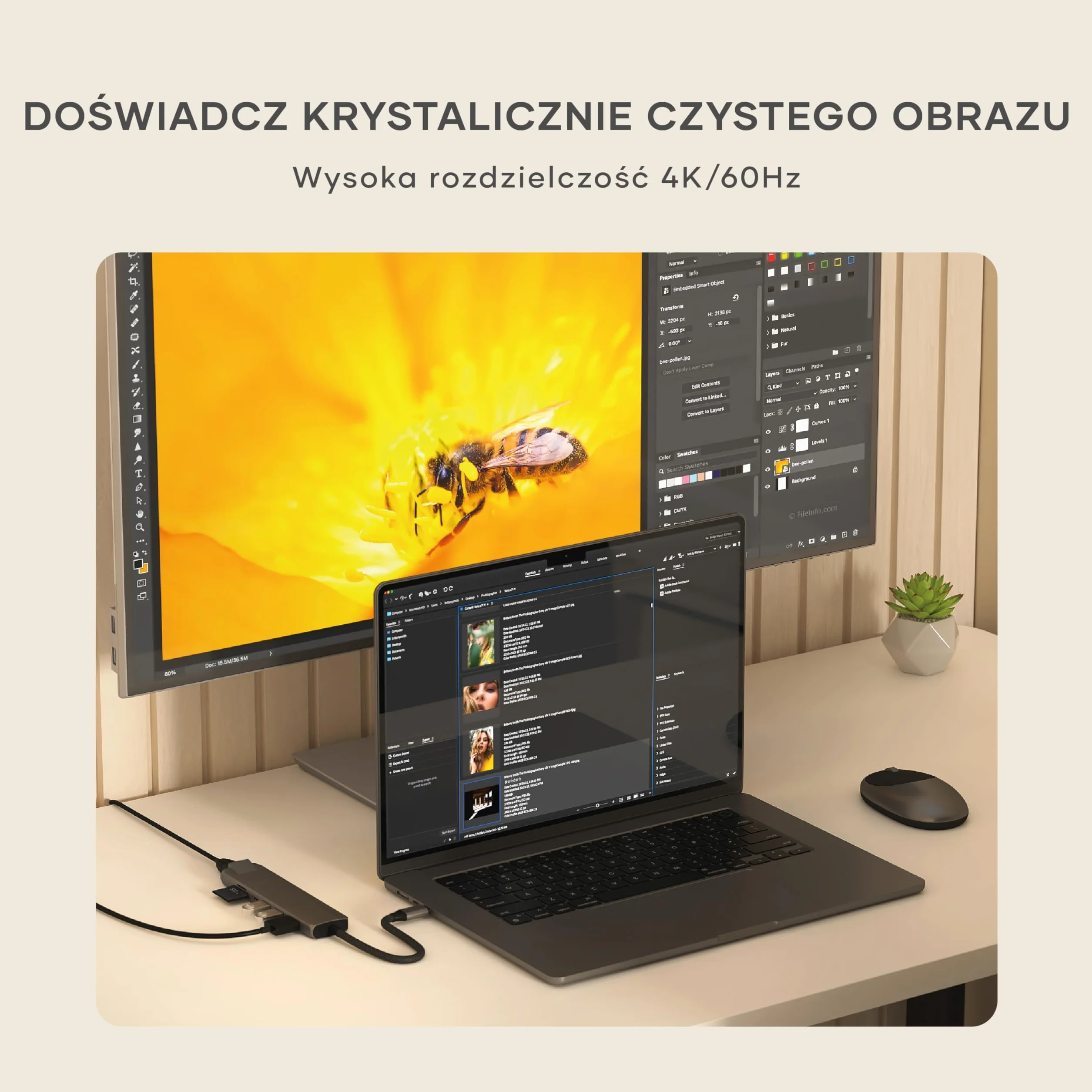 SATECHI 7-w-1 Slim Plus koncentrator USB-C, adapter wieloportowy z Ethernetem, ładowaniem PD 100 W, HDMI 4K@60Hz, 2x USB-A 10 Gb/s i SD/MicroSD do MacBooka Air/Pro/Neo, laptopa i innych – szary