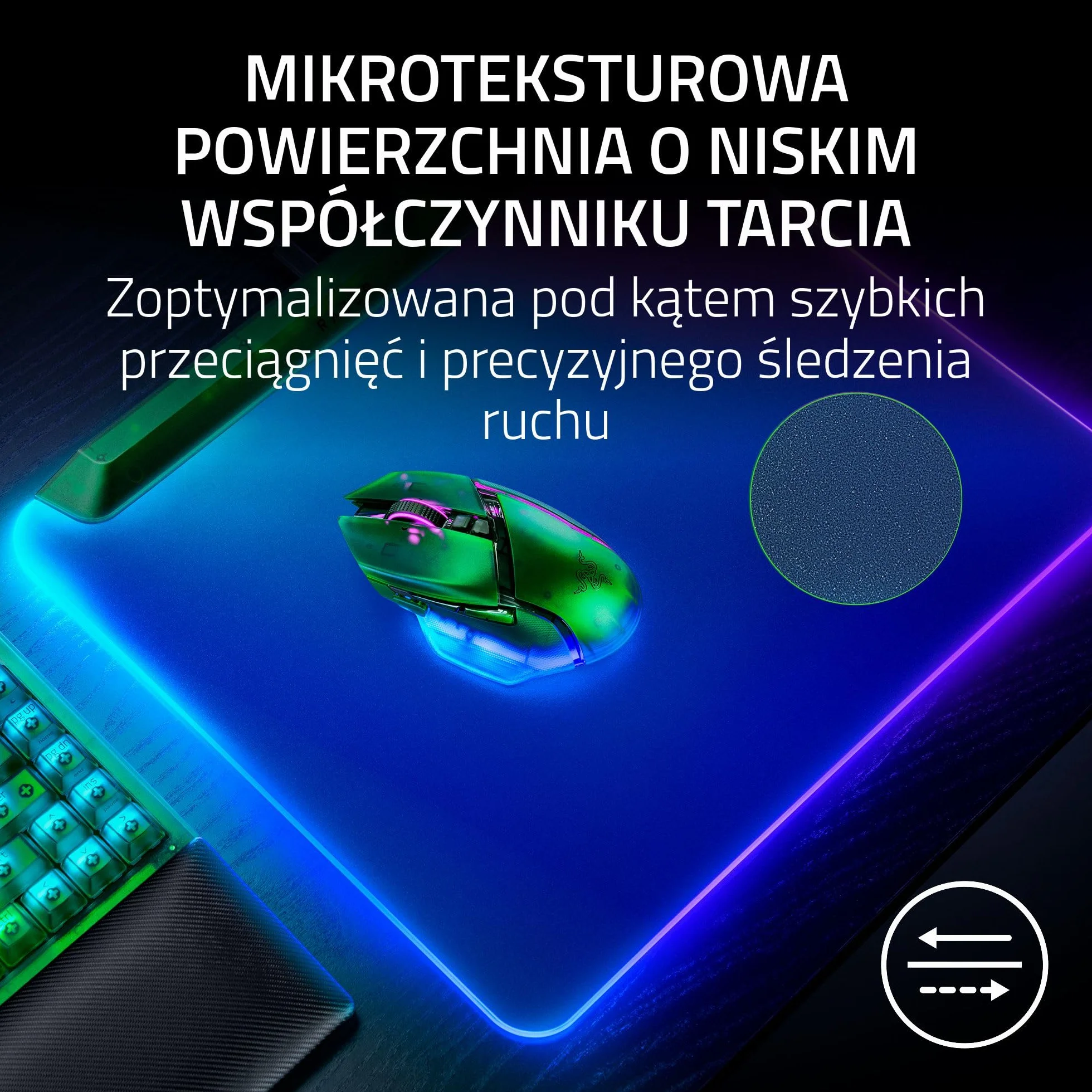 Razer Firefly V2 Pro Phantom Green Edition podkładka pod mysz do gier Chroma RGB USB 2.0 mikrotekstura antypoślizgowa