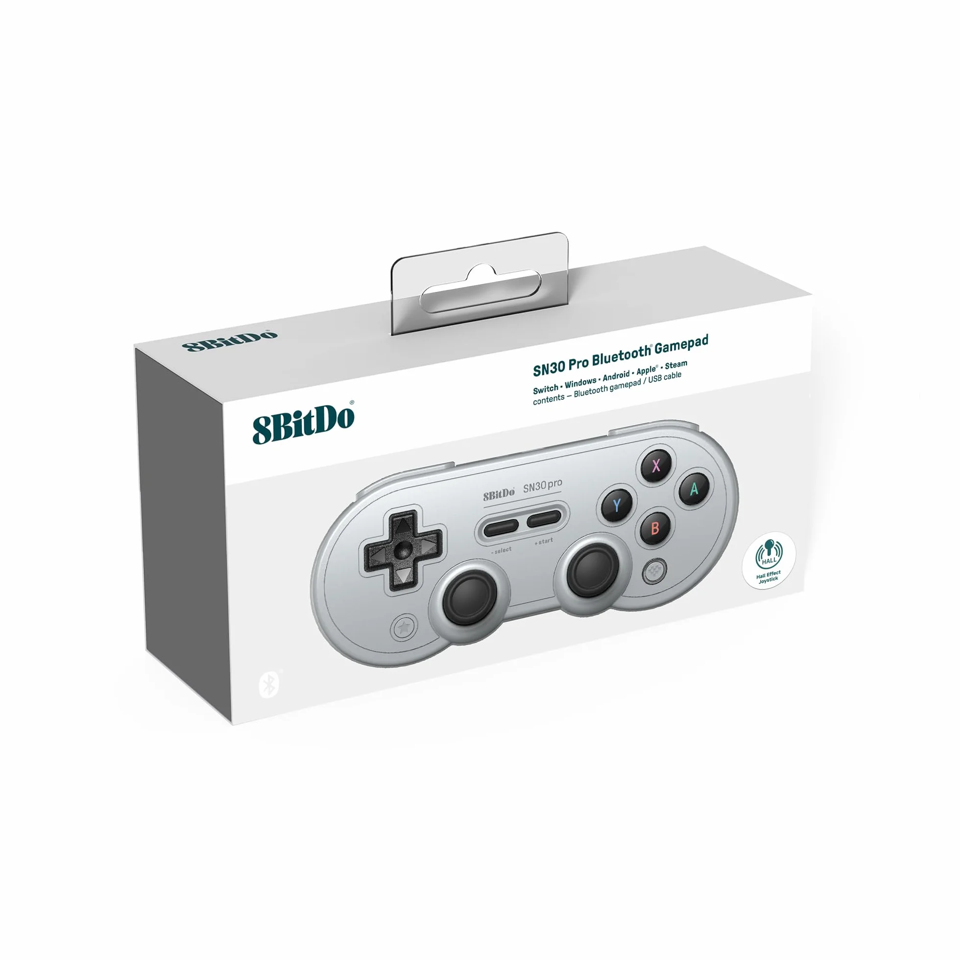 8BitDo SN30 Pro kontroler Bluetooth z joystickami z efektem Halla, wibracjami Rumble i funkcją Turbo, kompatybilny z Switch/Switch 2, PC, macOS, Android, Steam Deck i Raspberry Pi (szary)