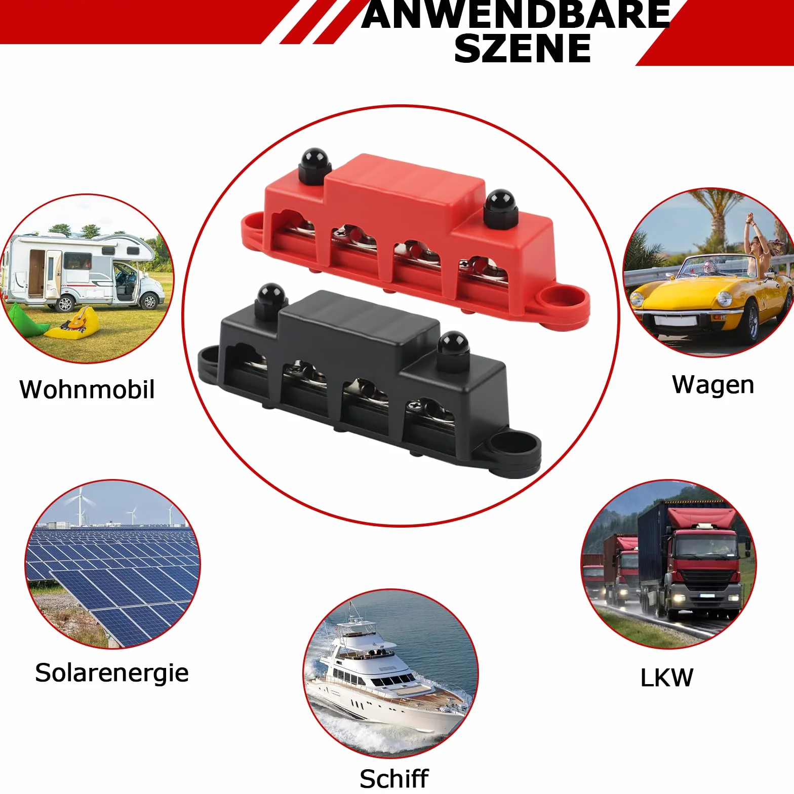 Szyny zbiorcze 12-48 V DC BusBar Box 4×M8 moduł rozdzielczy prądu