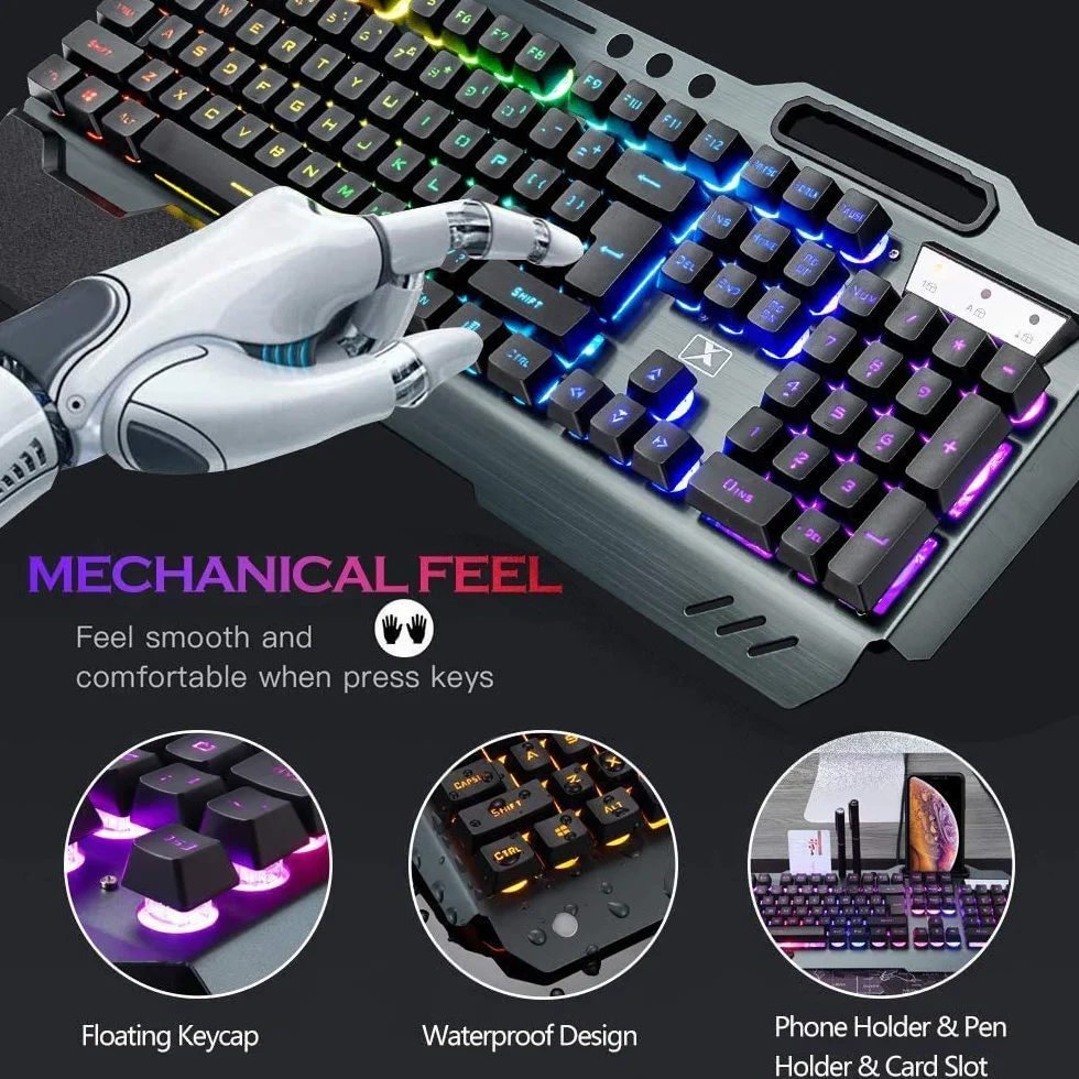 Bezprzewodowy zestaw klawiatura mysz 2,4 GHz 4800 mAh LED RGB 2400 DPI