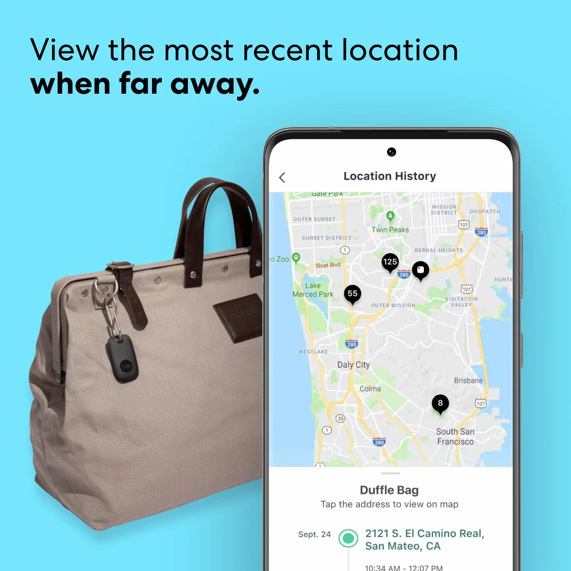 Tile Pro (2022) Lokalizator Bluetooth do namierzania kluczy, toreb i innych przedmiotów, 1 Pak, zasieg 120m, aplikacja iOS i Android, Czarny