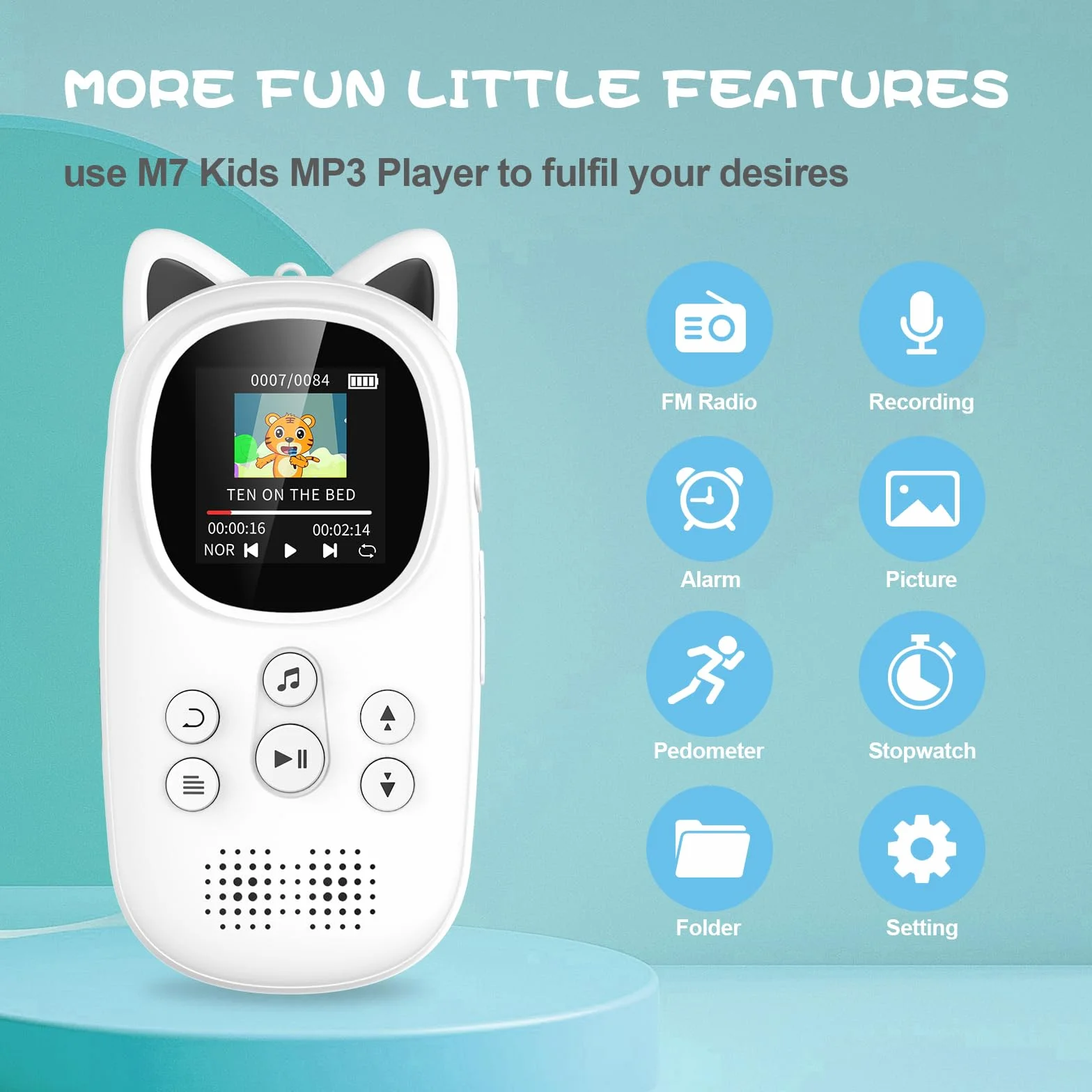 32GB Odtwarzacz MP3 z Bluetooth 5.0, Odtwarzacze MP3 dla dzieci z głośnikiem o pojemności 750 mAh, odtwarzacz muzyczny Oilsky Child Mp3 z radiem FM (Czarny)