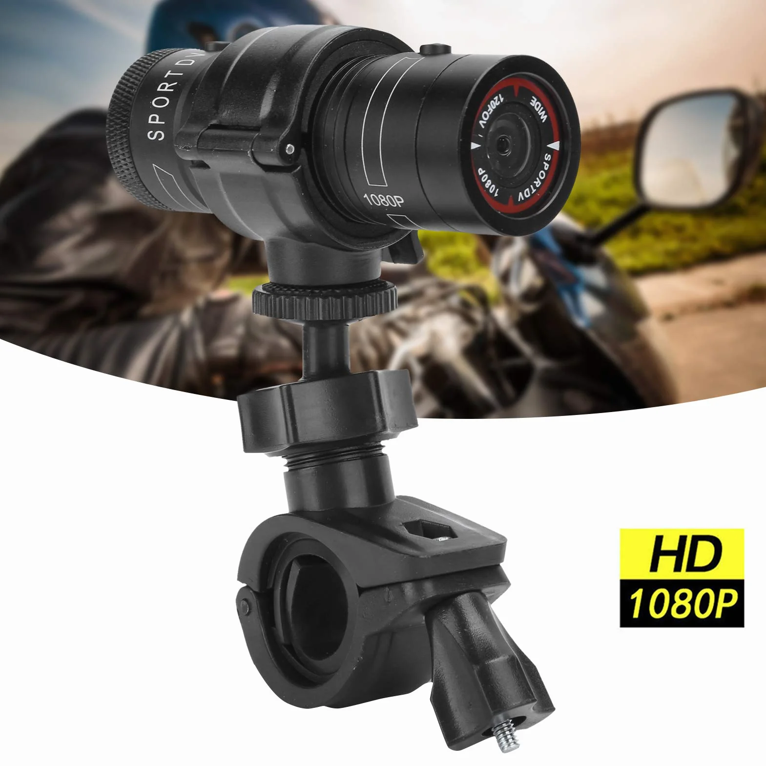 Motocyklowa kamera do nagrywania na desce rozdzielczej, 1080P 30fps rejestrator wideo jazdy motocykl DVR z kątem widzenia 120 stopni, obsługuje kartę pamięci 32GB
