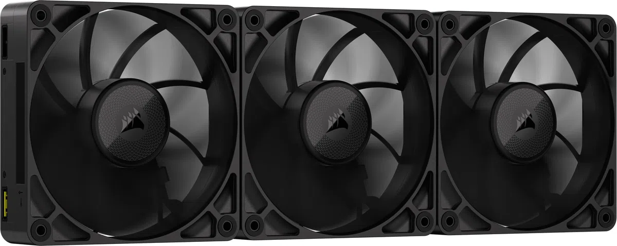 CORSAIR iCUE LINK RX120 MAX 120mm PWM Gruby Wentylatory z Koncentrator iCUE LINK – Wysokie Ciśnienie Statyczne – Polimeru Ciekłokrystalicznego – Łożysko z Magnetyczną Kopułą – Zestaw Trzech – Czarny