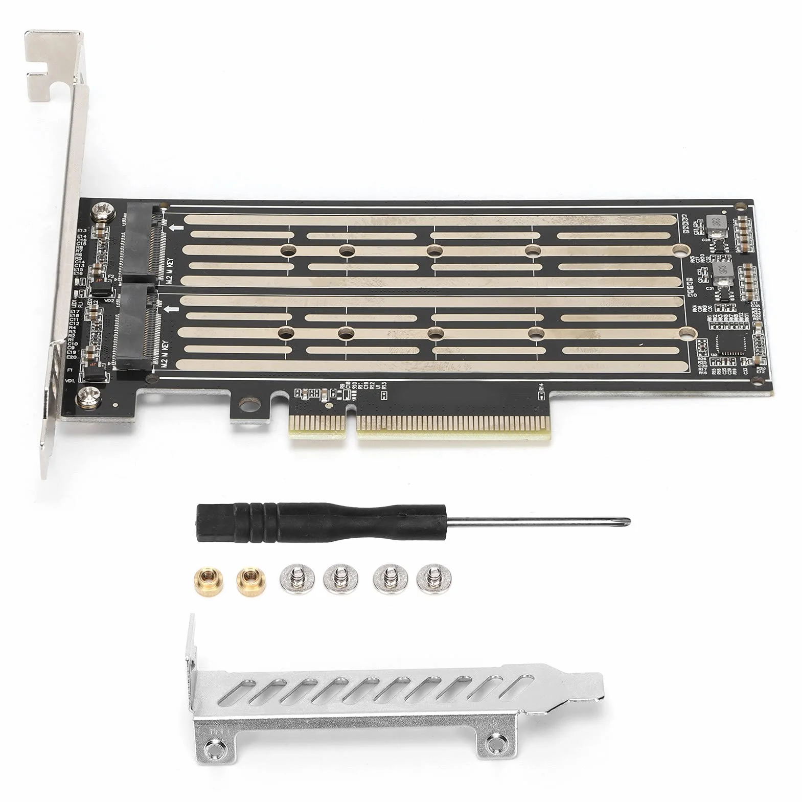 Podwójna Karta Adaptera NVMe M.2 na PCI‑E, Karta Konwertera M-Key NVMe M.2 na PCIe X8 dla M.2 NVMe SSD 2230/2240/2260/2280/22110