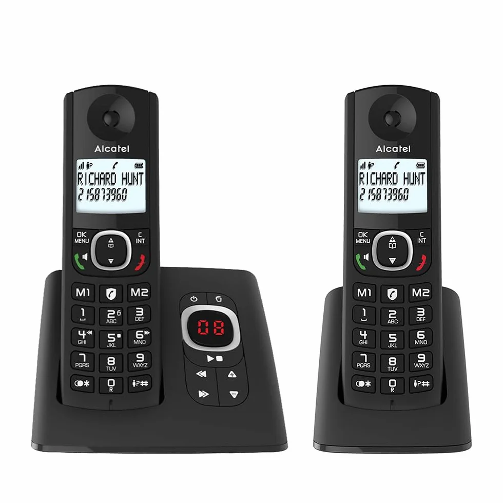 Alcatel F530 Voice Duo telefon bezprzewodowy z sekretarką 2 słuchawki blokowanie połączeń głośnomówiący Czarny