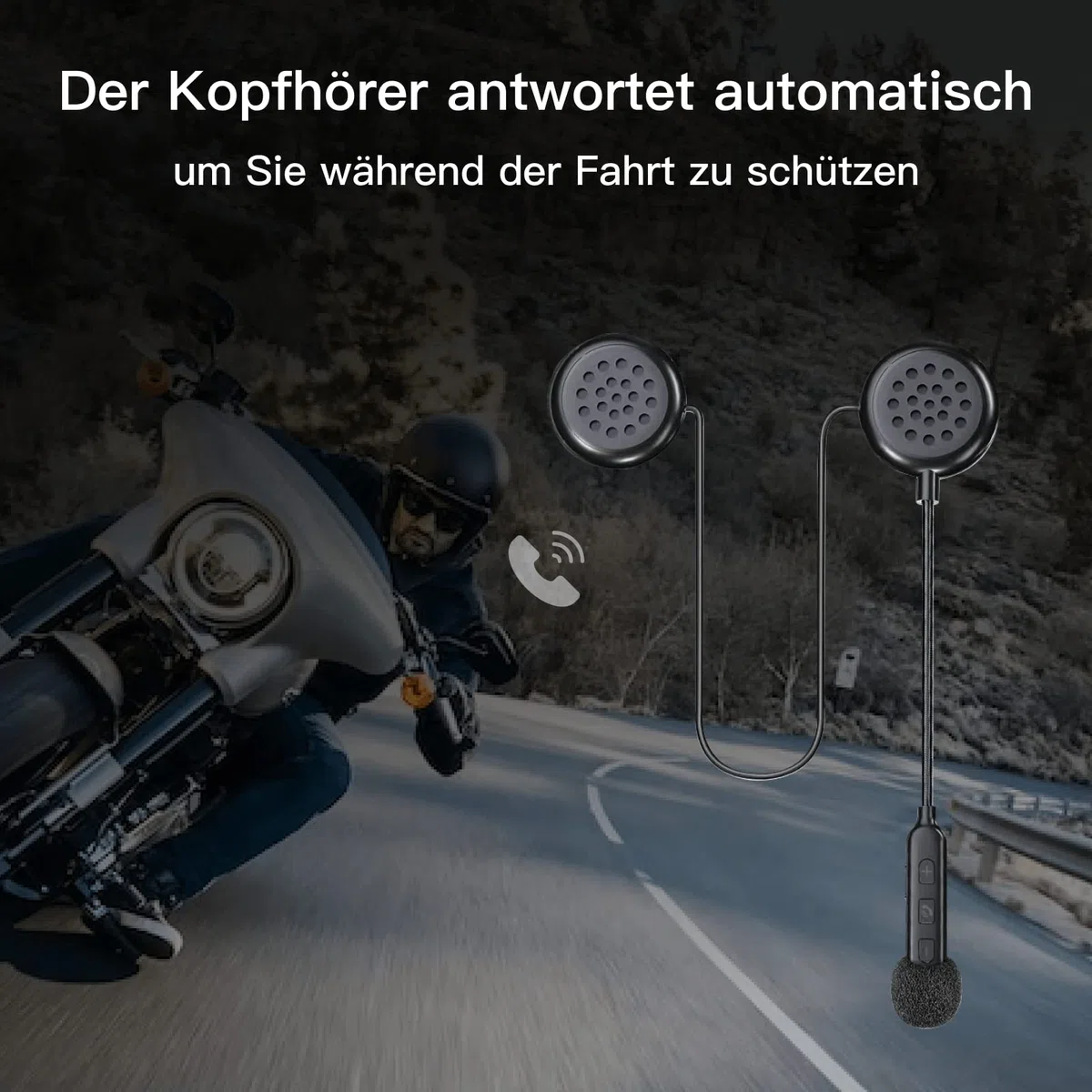 Zestaw słuchawkowy na kask motocyklowy, Bluetooth 5.0, automatyczna reakcja, 80 godzin, wysoka jakość dźwięku, ultracienkie słuchawki, jazda na rowerze, jazda na nartach, jazda na rowerze