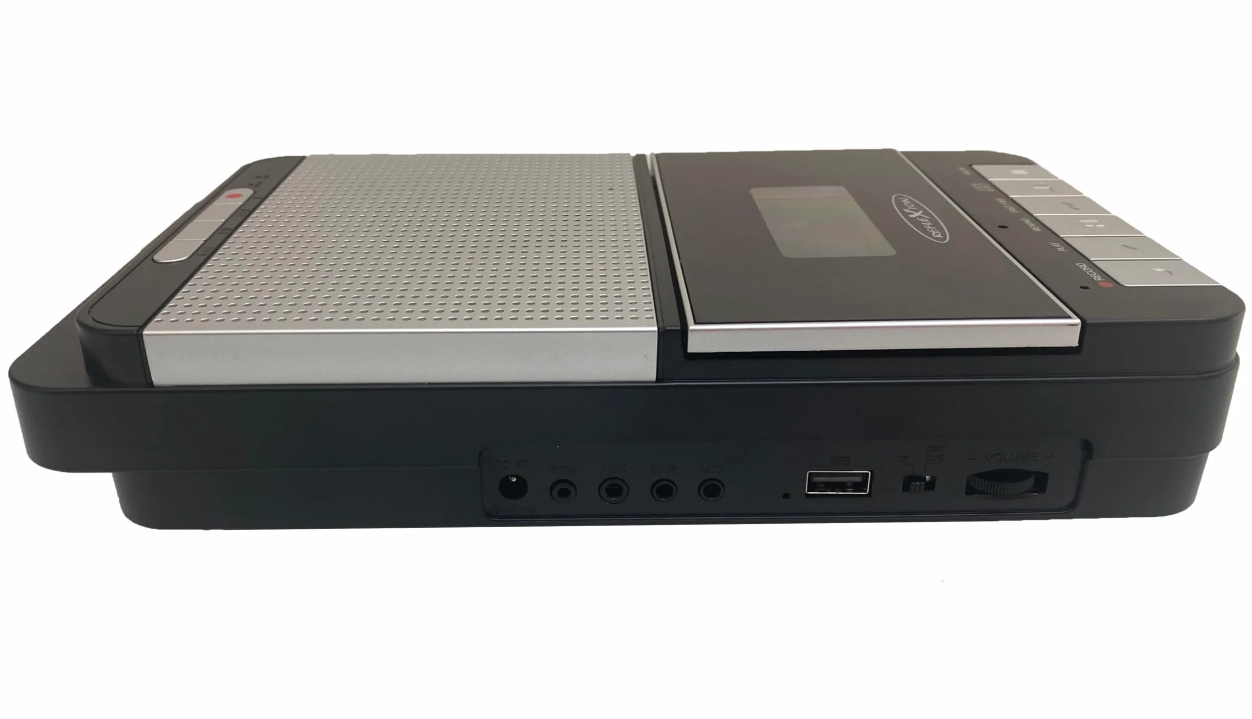Reflexion CCR8018 Retro magnetofon z nagrywaniem MP3 USB | przenośny z mikrofonem, głośnikiem, AUX-IN, wyjściem na słuchawki, zasilanie sieciowe i bateryjne, nagrywanie One-Touch i automatyczne