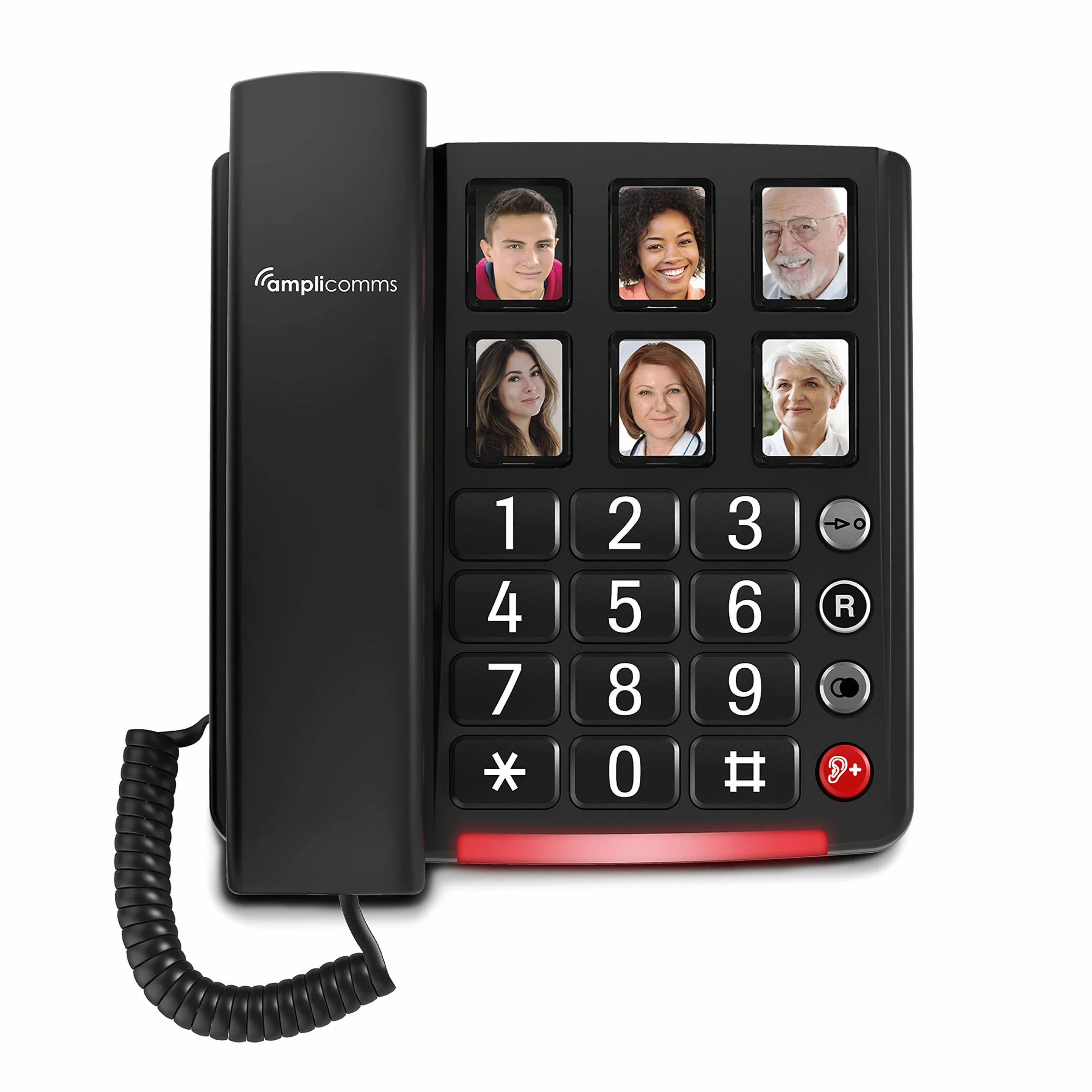 Amplicomms BigTel 40 Plus przewodowy telefon z dużym przyciskiem dla osób starszych - głośne telefony do trudnych słuchów - telefony kompatybilne z aparatem słuchowym - telefon z dużym numerem