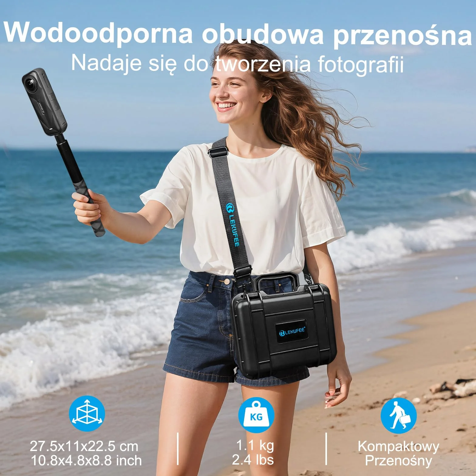 LEKUFEE Przenośny wodoodporny futerał do kamery sportowej Insta360 X5, Insta360 X4 Air/ X4 / X3 i innych akcesoriów (tylko etui)