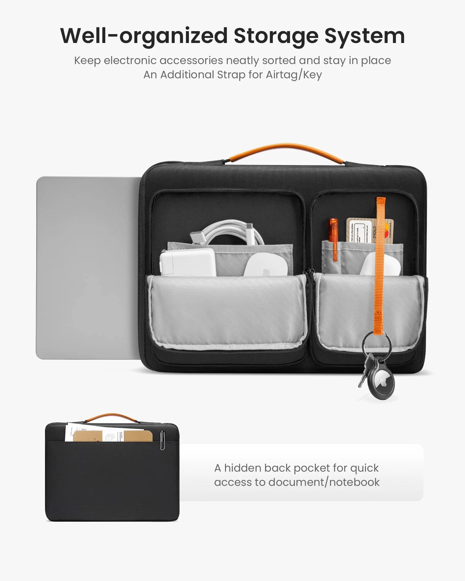 Tomtoc 360° Etui na 13-calowego MacBooka Air/Pro 2024-2016, M3/M2/M1, wodoodporny pokrowiec na laptopa, pasuje do 13" Surface Pro 10/9