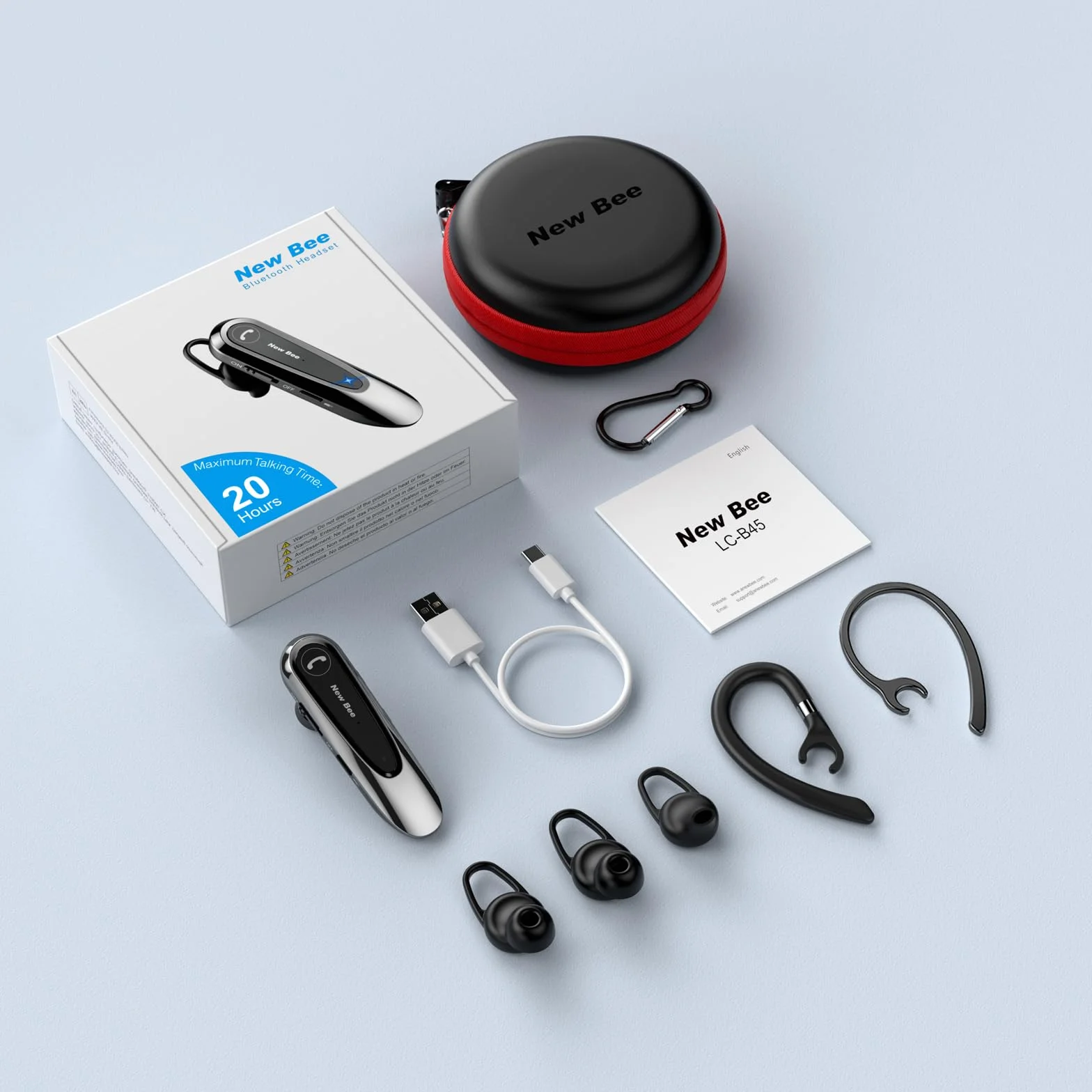 New bee Zestaw słuchawkowy Bluetooth V5.0 bezprzewodowy głośnomówiący 25h