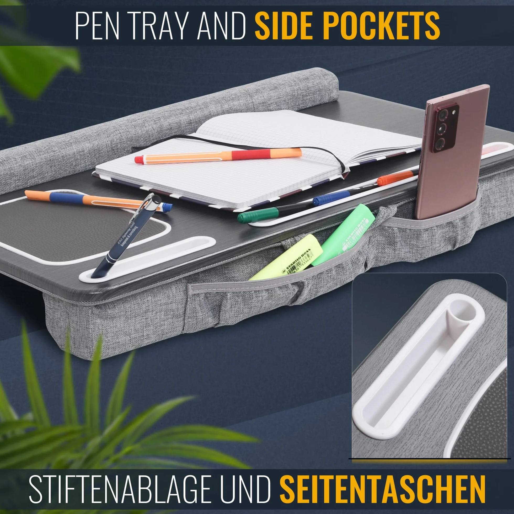 RICOO Poduszka na laptopa o wyglądzie drewna do notebooka o przekątnej ekranu maks. 15,6" taca na poduszkę LA0018, podkładka pod laptopa laptopa akcesoria