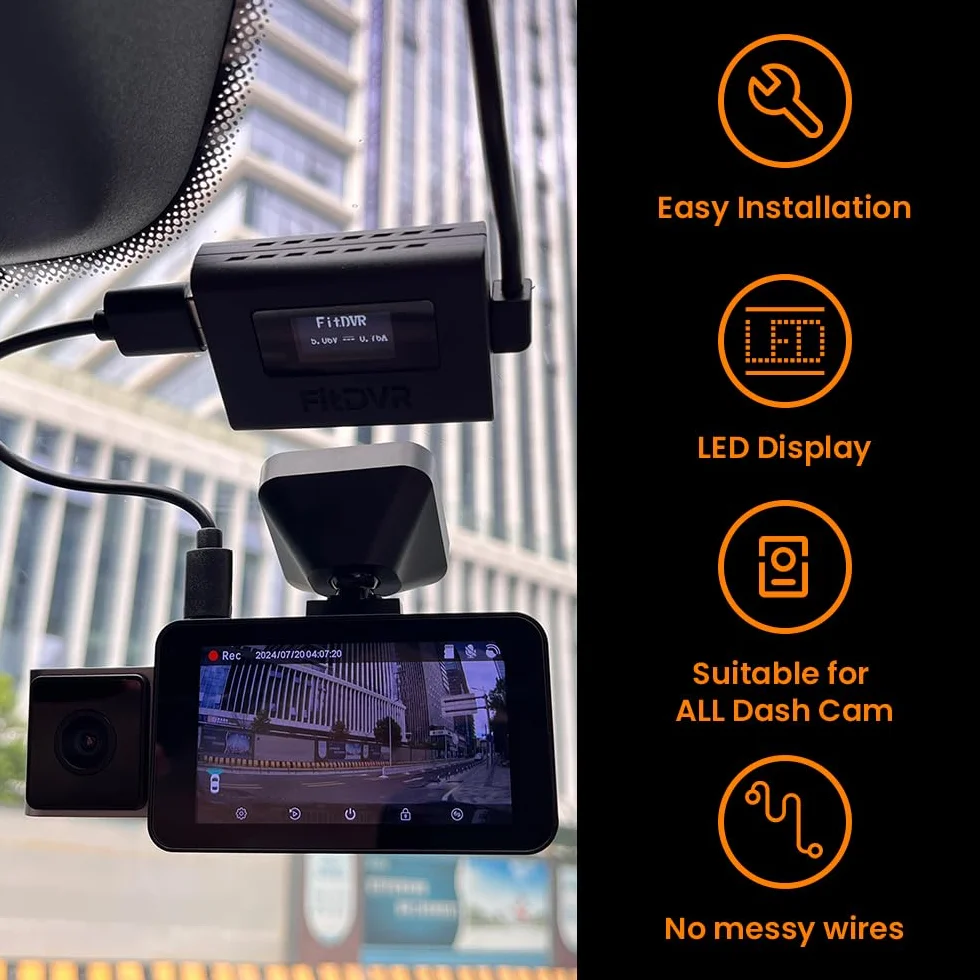 Dash Cam Adapter zasilania (3-Pin) dla Ford Ranger 2019-2023 i Escape 2013-2020 z lustrem Auto-dimming, wyświetlacz LED źródło zasilania USB, Łatwe w instalacji, wyjście 5V 12V, D3-040