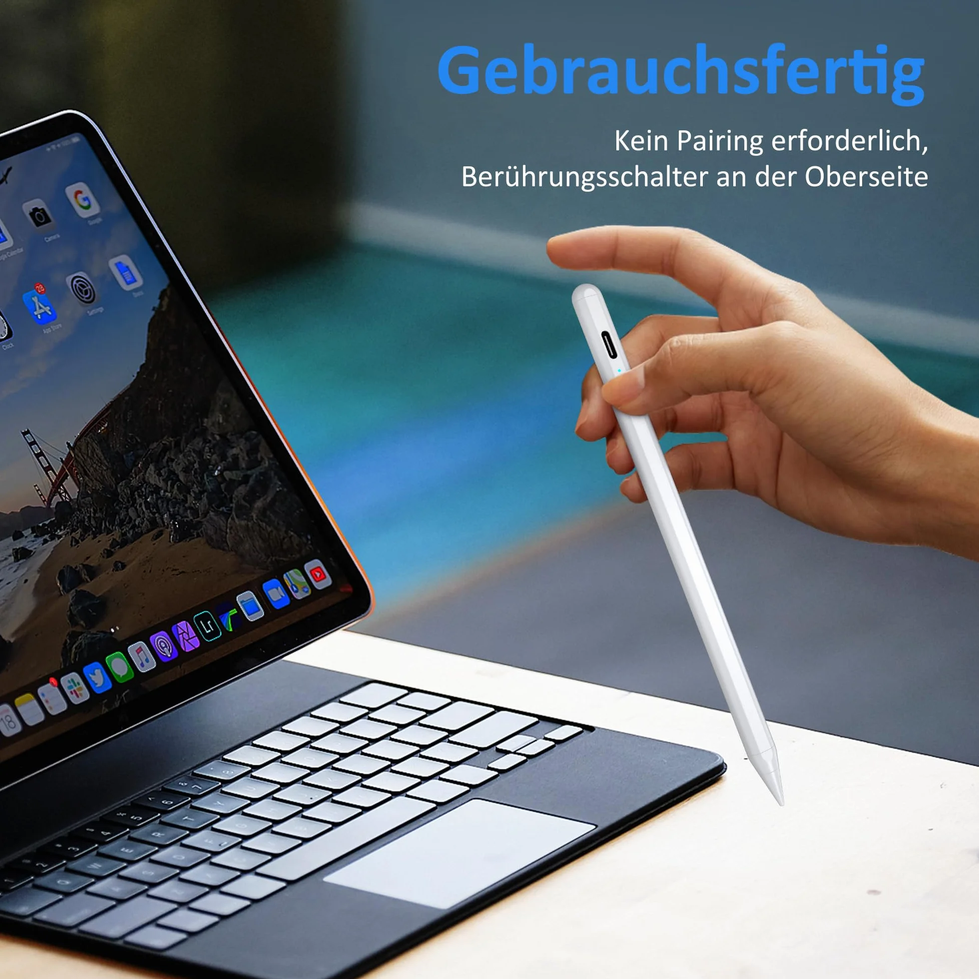 Rysik do Apple iPad 2018-2025, A16/10/9/8/7/6, Pro M5/M4/13/12.9/11, Mini 7/6/5, Air 13/11/5/4/3, magnes
