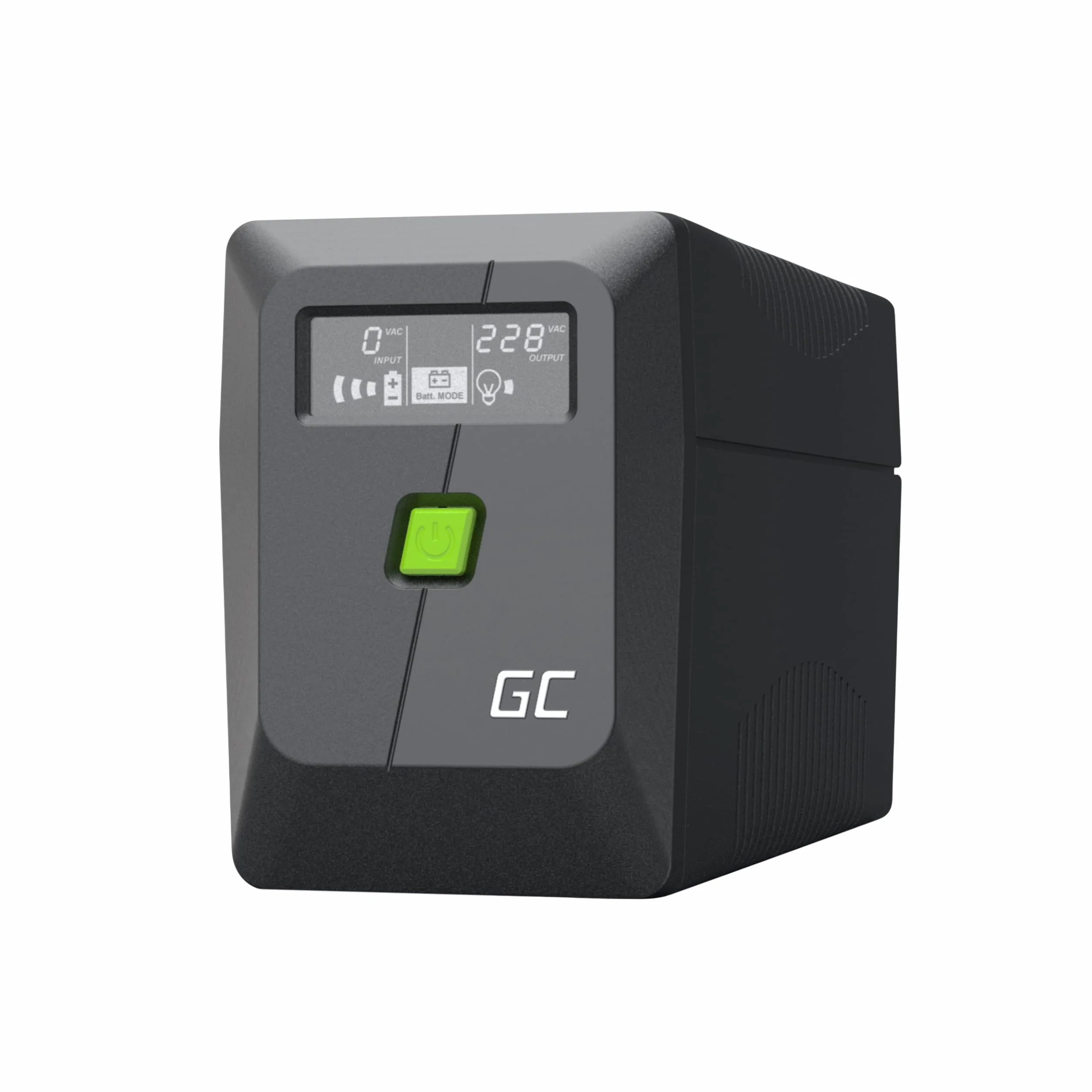 Green Cell UPS 650VA 360W PowerProof z Wyświetlaczem LCD – Zmodyfikowana Fala Sinusoidalna, Ochrona Prądowa Urządzeń, Akumulator 12 V/7 Ah, Ochrona przed Przepięciem, Awaryjne Zasilanie do Urządzeń