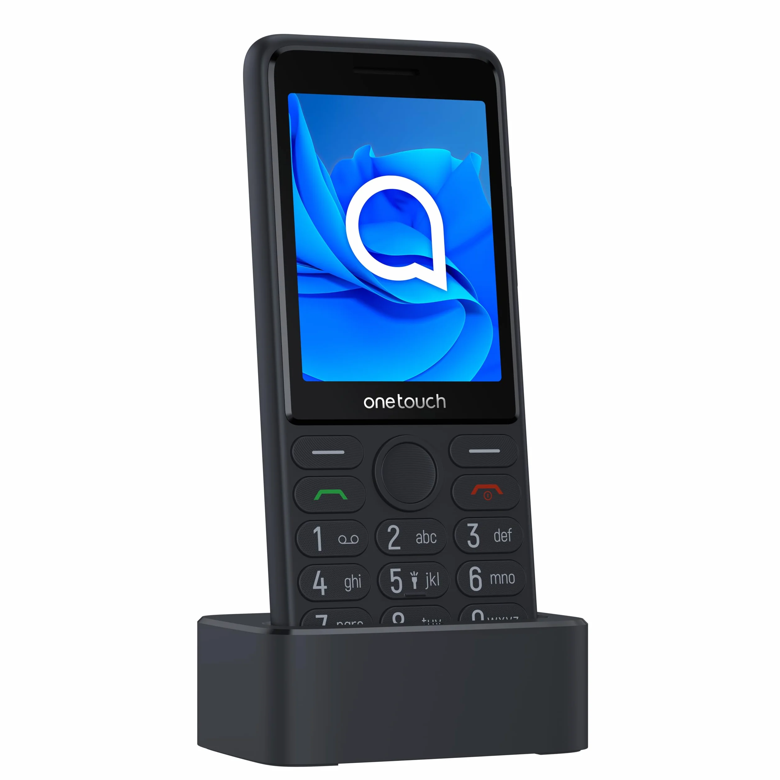 TCL Onetouch 4022s Ekran 2.8" Łatwy w użyciu telefon komórkowy, duże klawisze, dla osób starszych. Podstawa ładowarki, aparat, Bluetooth, latarka, przycisk SOS, rejestrator, szary [Wersja ES/PT]