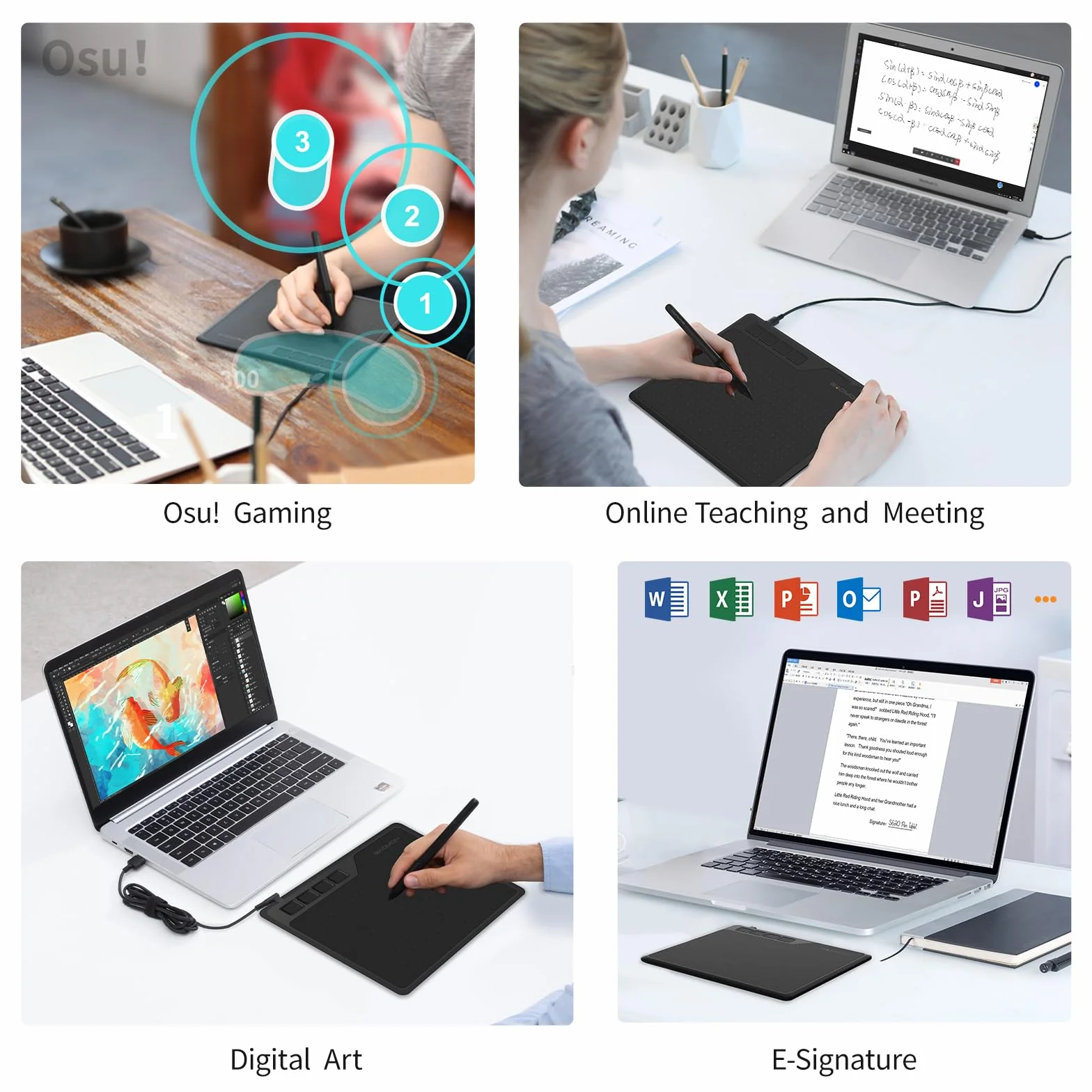 GAOMON S620 6,5 x 10 cm tablet długopis 8192 poziomów nacisku tablet graficzny z 4 kluczami ekspresowymi i bezbateryjnym pióro do rysowania i grania w OSU
