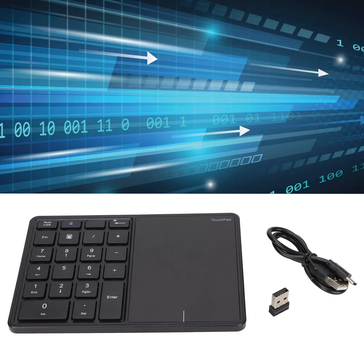 Bezprzewodowa Klawiatura Numeryczna z Panelem Dotykowym, Klawiatura Numeryczna Bluetooth do Laptopa, 22 Klawisze Bezprzewodowa Klawiatura Numeryczna BT Dual Mode, 2.4G 2 w 1 (Czarny)
