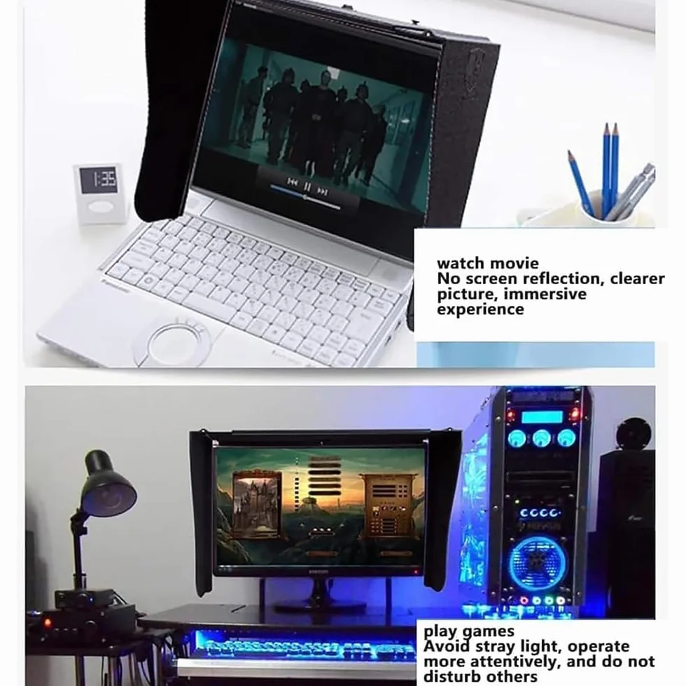 27-calowy wyświetlacz Osłona przeciwsłoneczna monitora, osłona przeciwsłoneczna ekranu Regulowana osłona monitora, osłona przeciwsłoneczna ze wszystkich stron dla Dell HP Viewsonic Philips Samsung Len