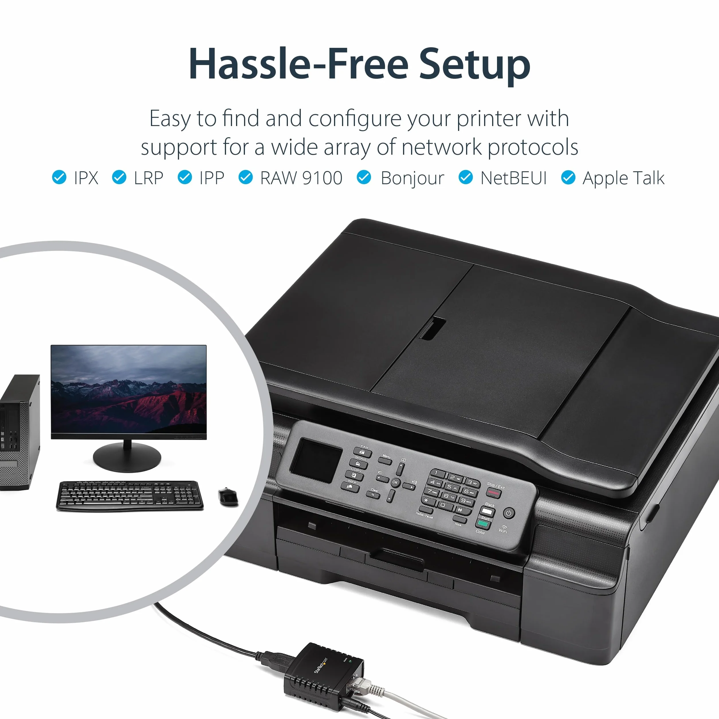 StarTech.com 10/100Mbps Ethernet to USB 2.0 Network LPR Print Server