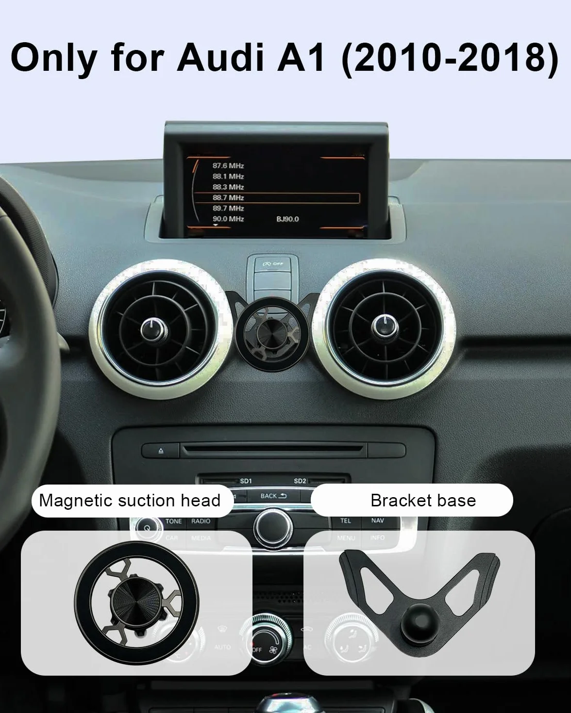 Uchwyt magnetyczny na telefon z regulacją 360° kompatybilny z Audi A1 2010-2018 Magsafe do szczelin wentylacyjnych