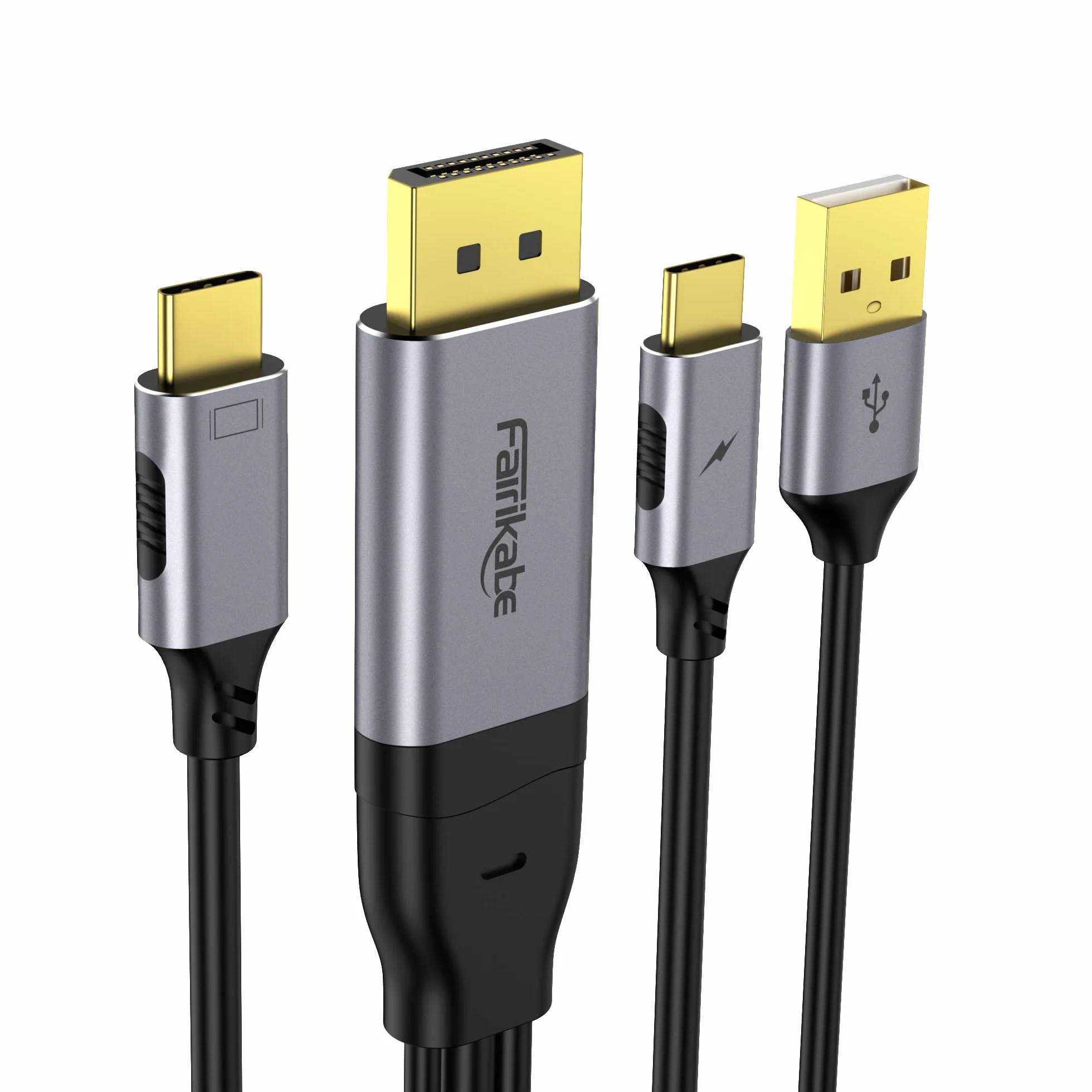 Fairikabe Kabel DisplayPort do USB-C 4K 60 Hz, Jednokierunkowy 2 m do Przenośnego Monitora Dotykowego, Szkła Nreal Air/Huawei VR, Projektora