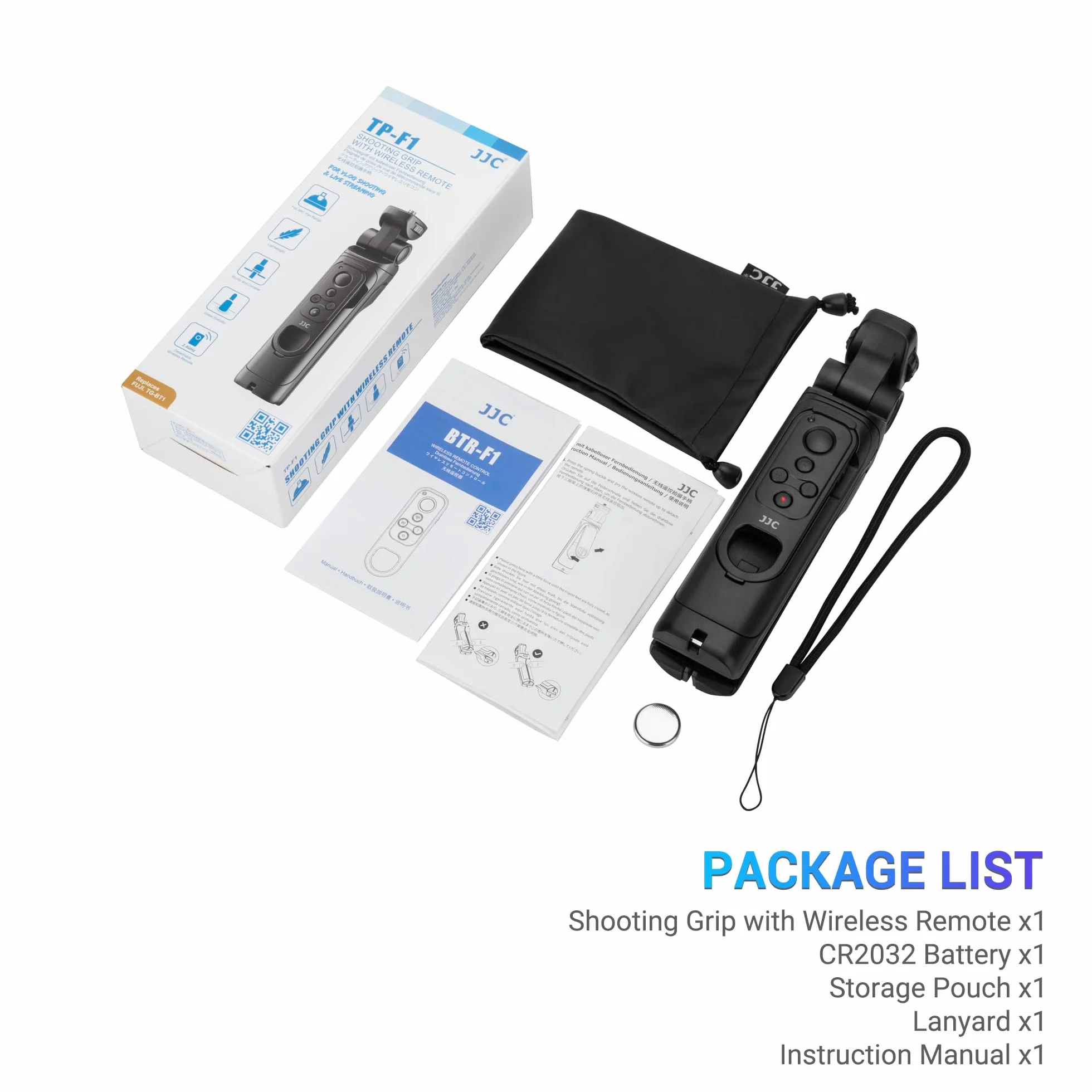 JJC Statyw biurkowy z uchwytem Vlog z pilotem Bluetooth TG-BT1 do Fujifilm X100VI X-S20, X-H2S, X-H2, X-T5, X-T4, X-T3, X-T30 II, X-T30, X-S10 stabilizator wideo kamery