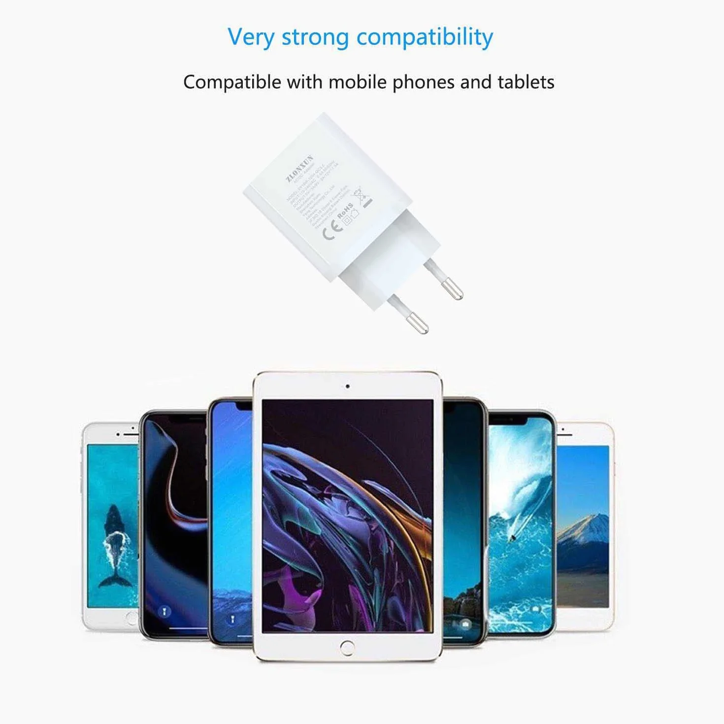 ZLONXUN Szybka ładowarka compatible with Samsung Galaxy Tab A8/A7/A7 Lite/S6 Lite/S7 FE/S8, Xiaomi Pad 5 11", Huawei MatePad T10s, MediaPad M5 Lite, Lenov Tab M10 FHD Plus/P11/P11 Pro