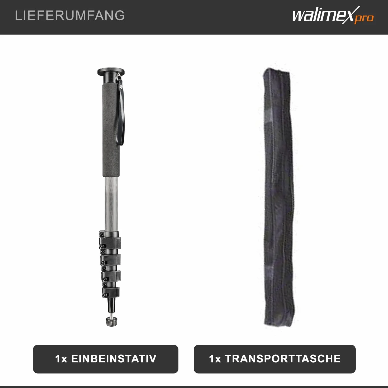 Walimex Pro WAL-1983 Carbon Pro Monopod (maks. wysokość 185 cm)
