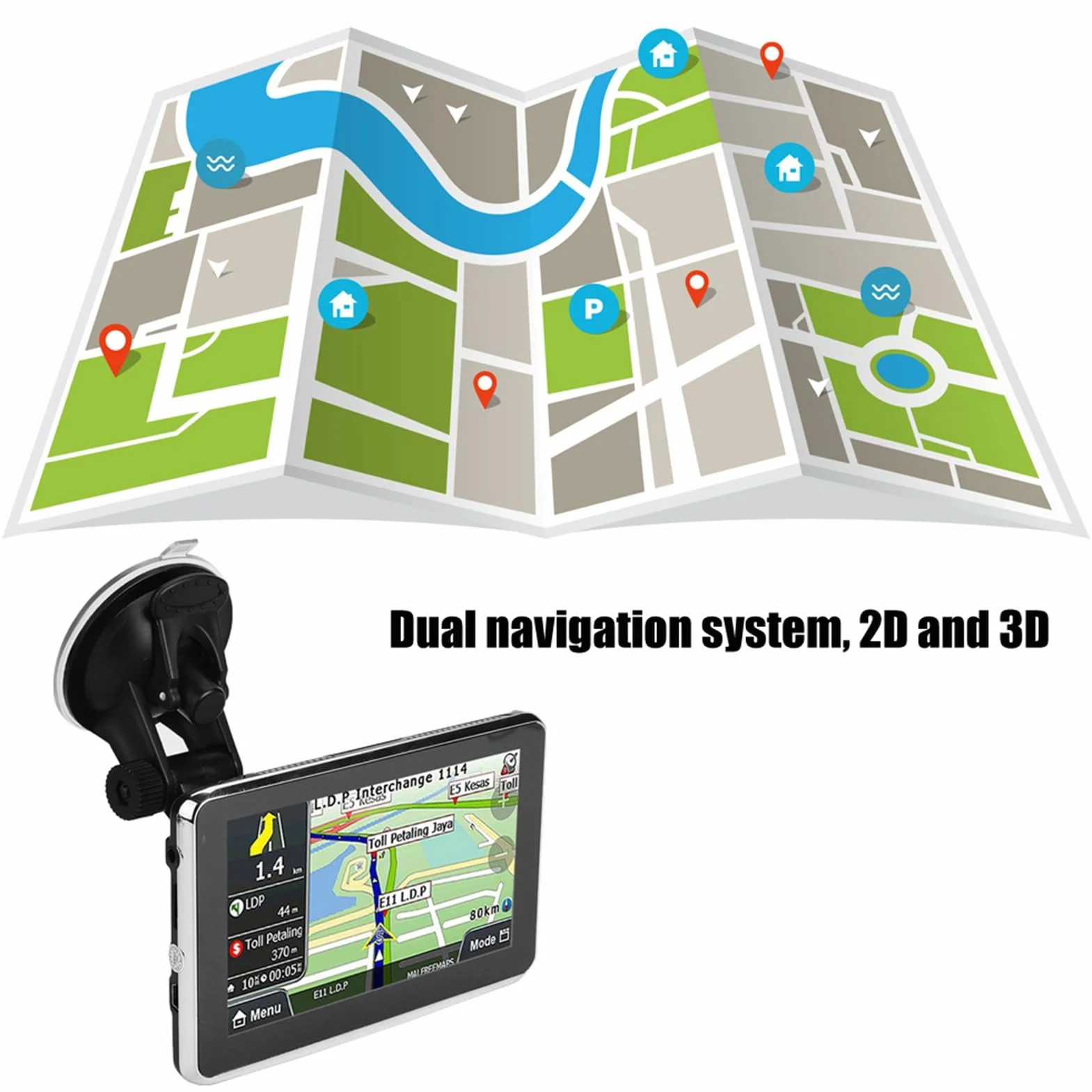 Nawigacja GPS, Podwójny Ekran Dotykowy Nawigacja GPS DDR256M 8G MP3 FM Mapa Mapa Europy 508 Uniwersalna do Samochodu Ciężarowego Camper