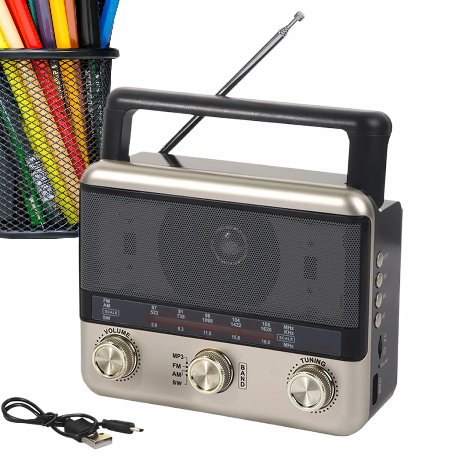 Radioodbiornik Survivalowy Radio Pogodowe Ładowanie Słoneczne Bezprzewodowe Retro