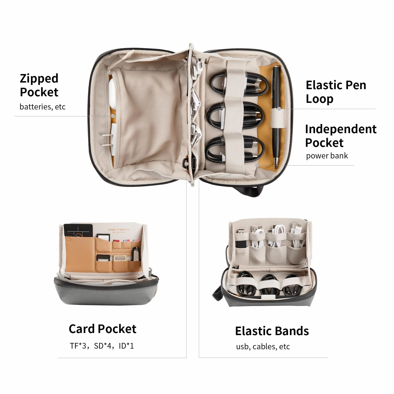Pgytech Pouch Tech torba do przechowywania urządzeń, czarny, Mini