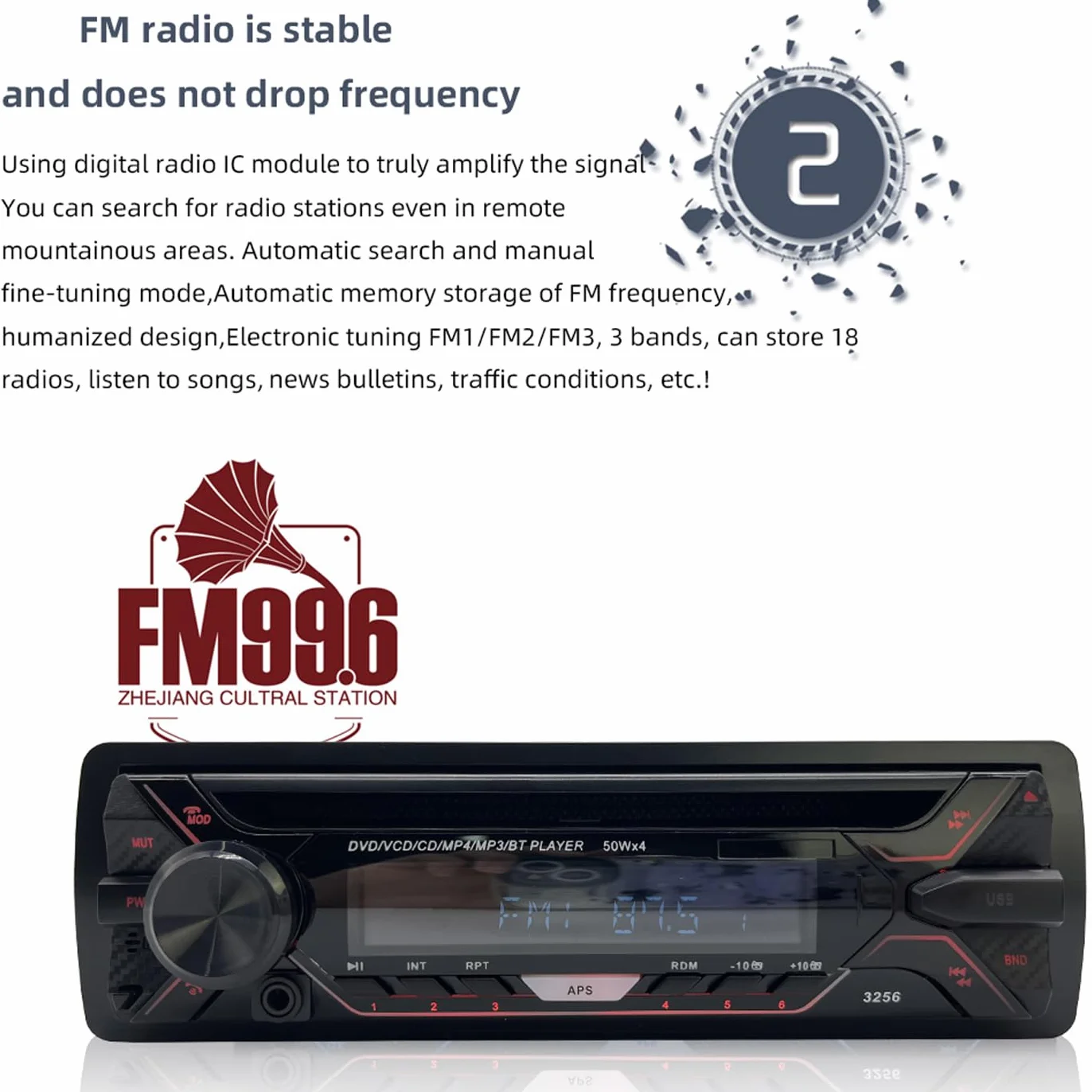 Radio samochodowe 1 Din Bluetooth MP3 z odłączanym panelem Autoradio FM AUX USB SD CD