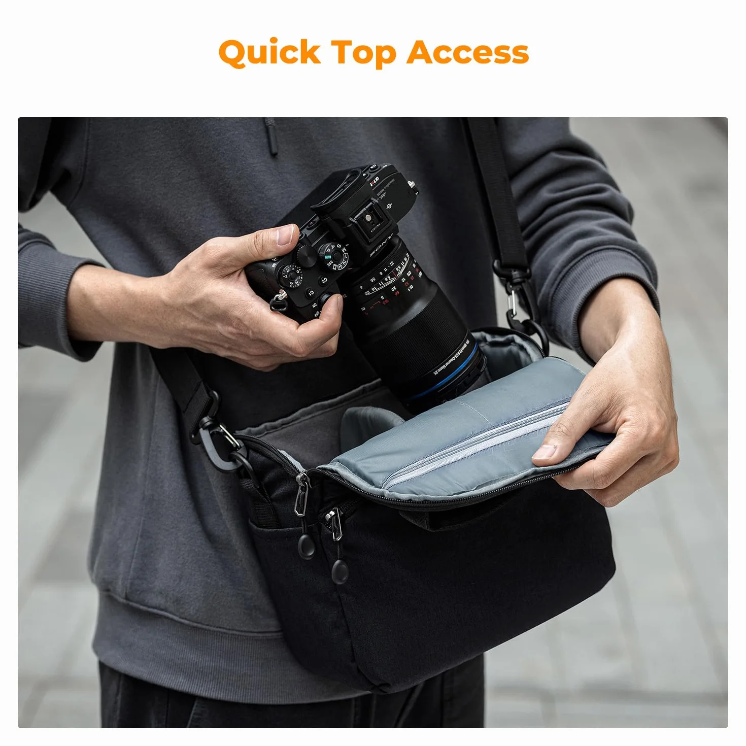 K&F Concept Torba na aparat, mała torba na aparat crossbody, DSLR/SLR, bez lustra, kompaktowe torby fotograficzne na ramię dla fotografów, Czarny, Plecaki na ramię