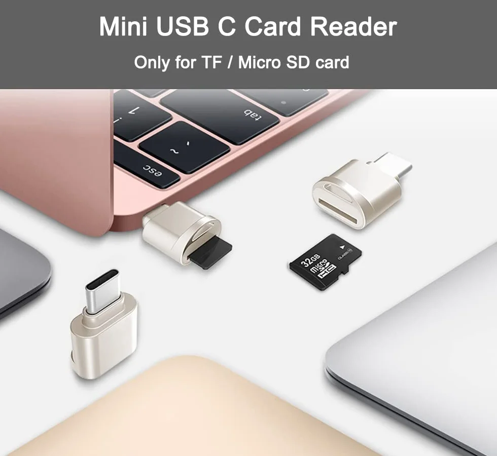 Czytnik kart Micro SD, Czytnik kart USB C na SD, Mepsies Czytnik kart pamięci TF typu C z Adapterem USB C na USB, Kompatybilny z Laptopami, MacBook, iPhone 17/16/15, iPad, Samsung Galaxy i nie tylko
