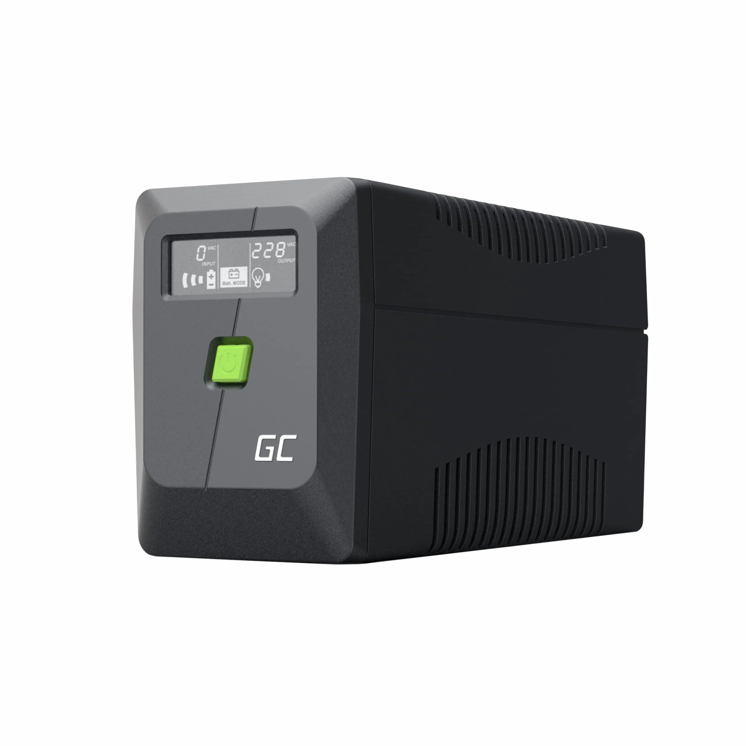 Green Cell UPS 650VA 360W PowerProof z Wyświetlaczem LCD – Zmodyfikowana Fala Sinusoidalna, Ochrona Prądowa Urządzeń, Akumulator 12 V/7 Ah, Ochrona przed Przepięciem, Awaryjne Zasilanie do Urządzeń