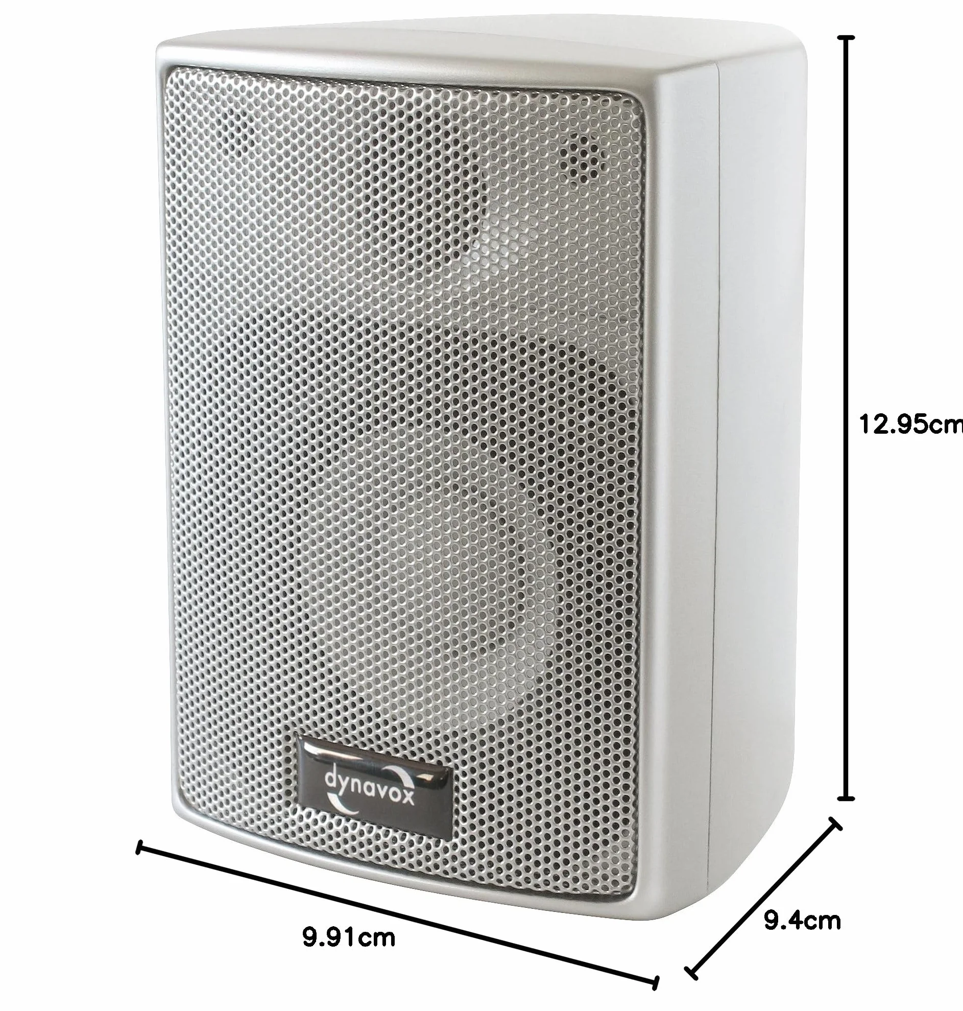 Dynavox AS-301 głośnik satelitarny, para, do kina domowego lub biura, kompaktowe pudełko surround, montaż ścienny, srebrny