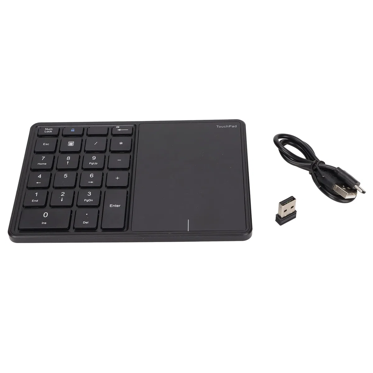 Bezprzewodowa Klawiatura Numeryczna z Panelem Dotykowym, Klawiatura Numeryczna Bluetooth do Laptopa, 22 Klawisze Bezprzewodowa Klawiatura Numeryczna BT Dual Mode, 2.4G 2 w 1 (Czarny)