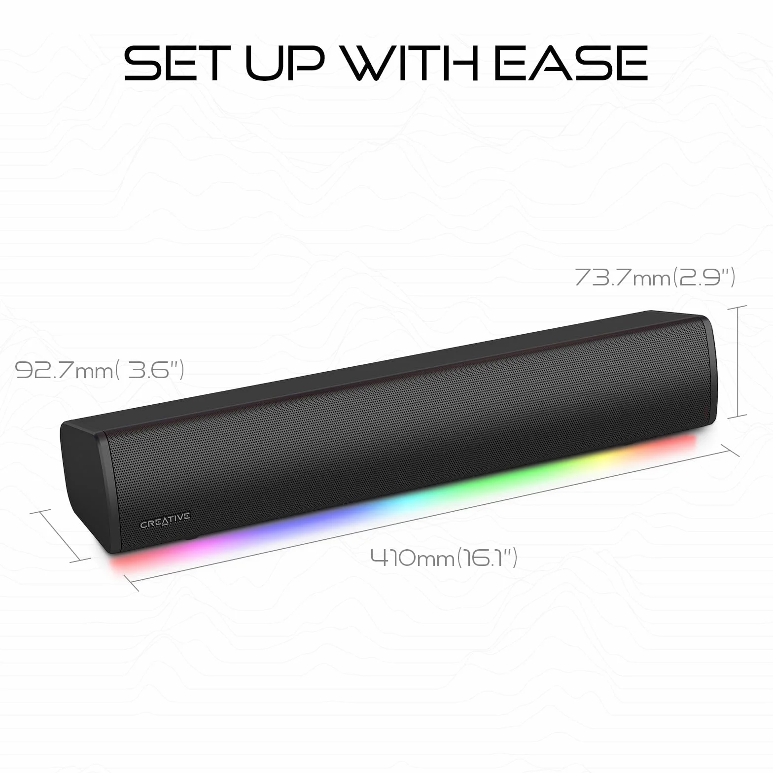 CREATIVE Sound Blaster GS3 (biały) kompaktowy soundbar RGB do gier z technologią SuperWide, zasilany przez USB, Bluetooth 5.4, port wyjścia słuchawkowego, do komputerów PC i Mac