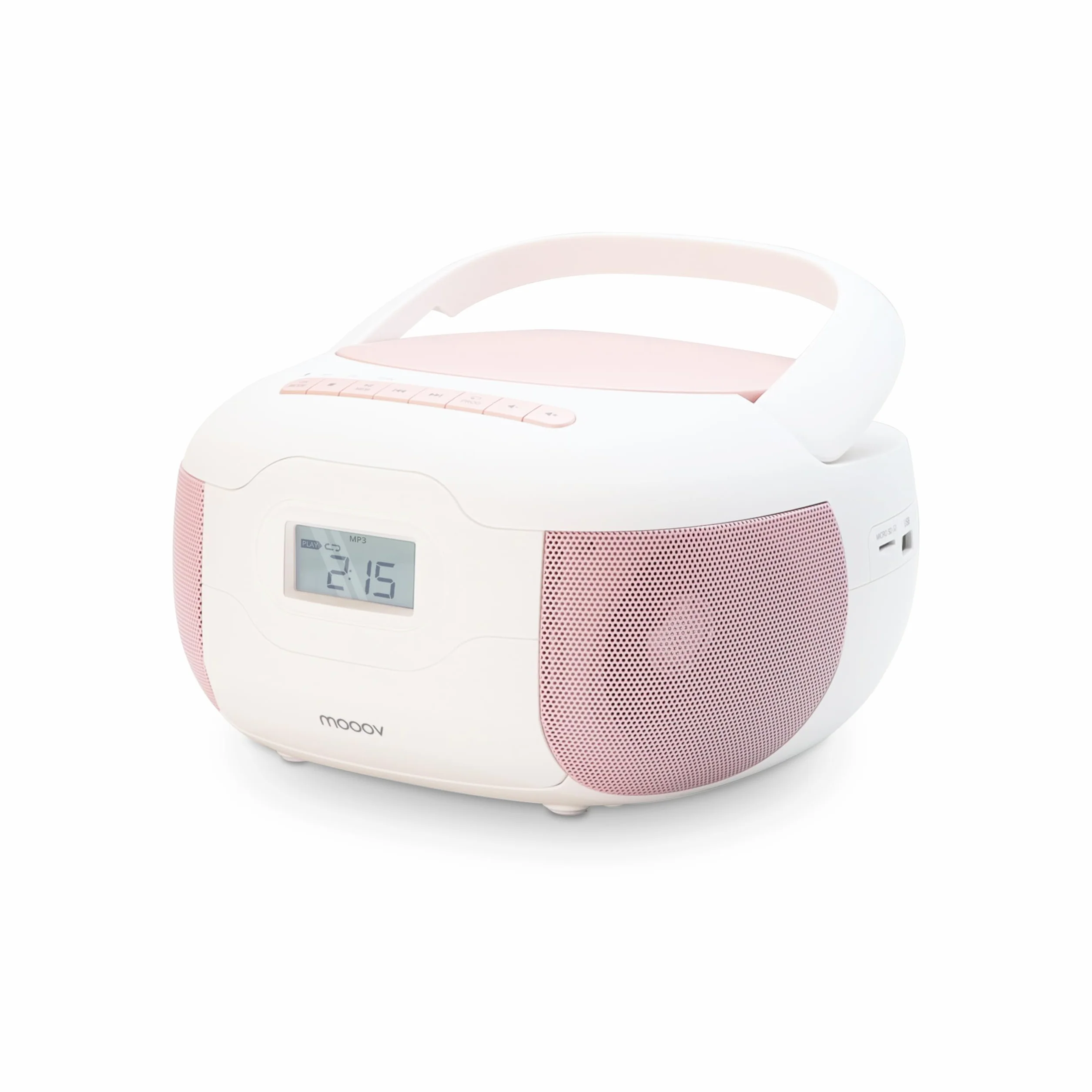 Metronic Przenośny odtwarzacz CD Radio Bluetooth Eden, MP3 z portem USB, odtwarzacz kart micro SD, radio CD - różowy - 477185