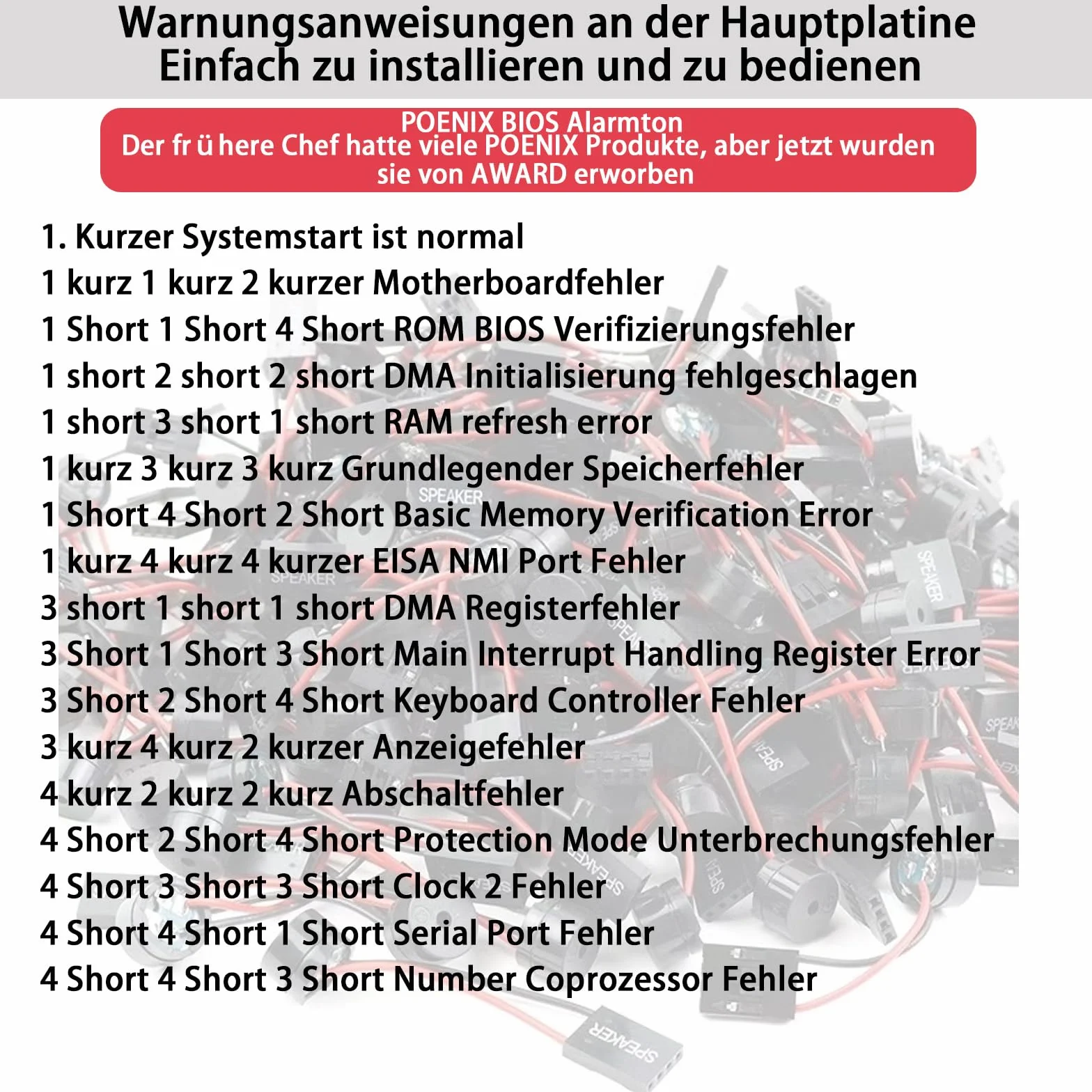 GERUI 20 sztuk płyt głównych do komputera, wewnętrzny głośnik piezoelektryczny, BIOS, alarm brzęczyk, do obudowy komputera, "zrób to sam", brzęczyk, głośnik