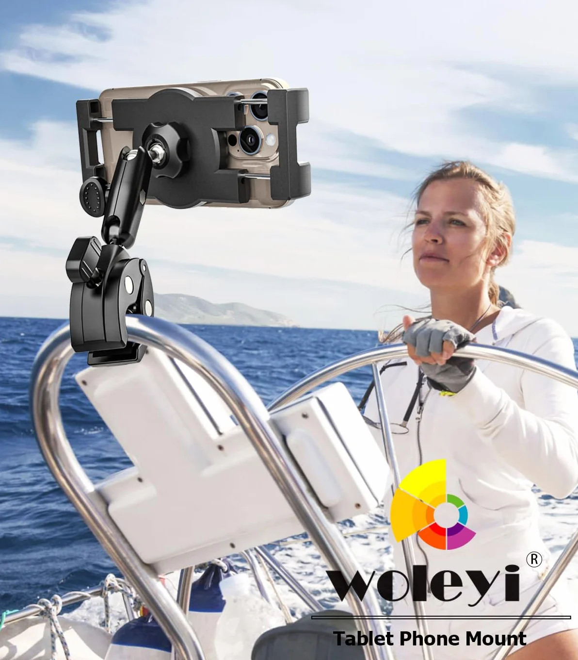 Uchwyt na tablet metalowy aluminiowy do łodzi żaglowej jachtu nawigacji 4