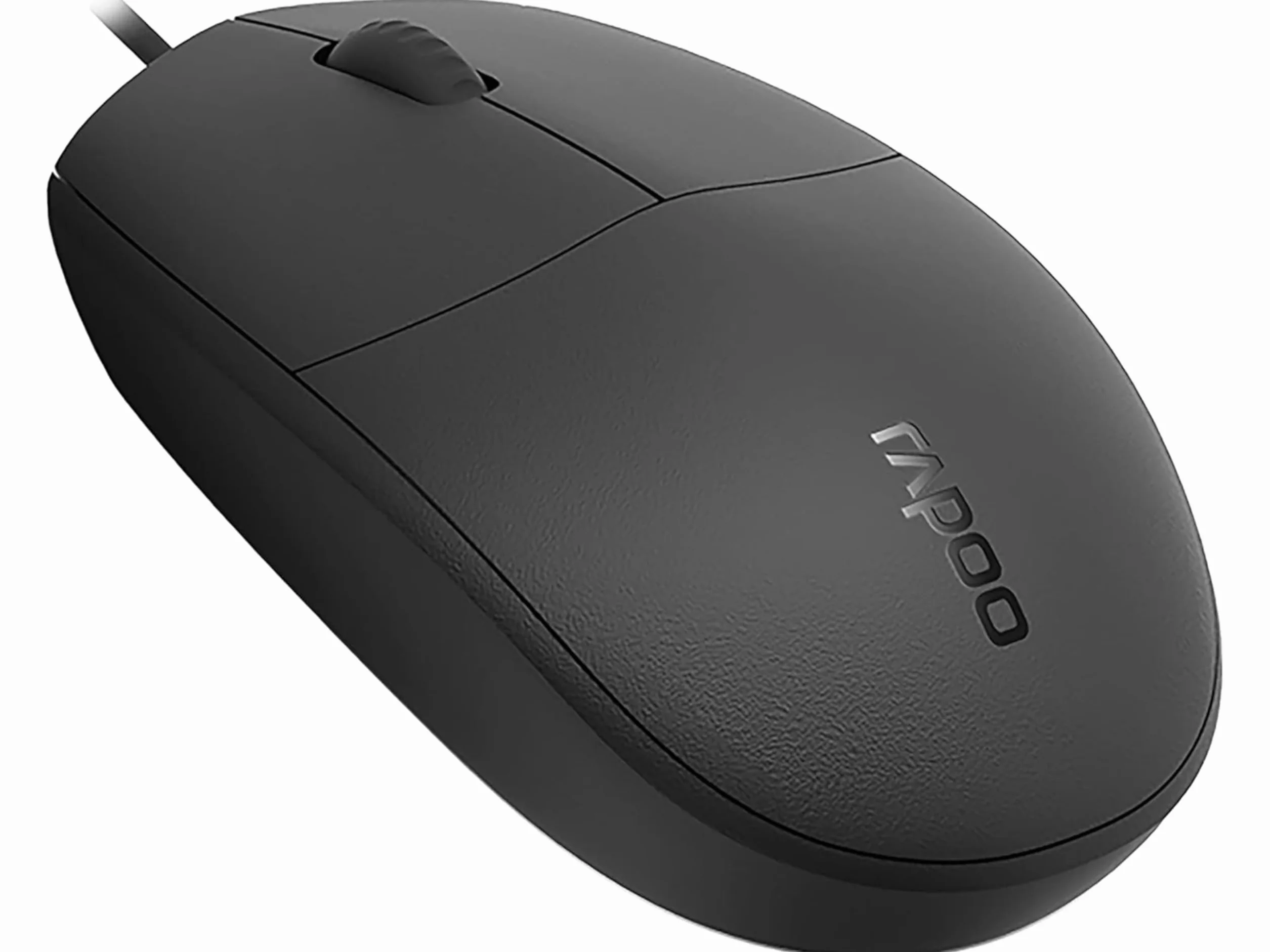 Rapoo Komputerowa mysz optyczna N100 (ergonomiczna, oburęczna, 3 przyciski, przewodowa, 1600 DPI, scroll) czarna