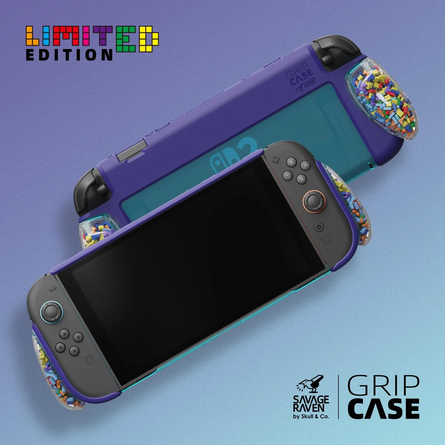 Savage Raven od Skull & Co. GripCase do Nintendo Switch 2: Dokujący miękki pokrowiec ochronny z wymiennymi uchwytami [pasuje do wszystkich rozmiarów dłoni], edycja limitowana TETR