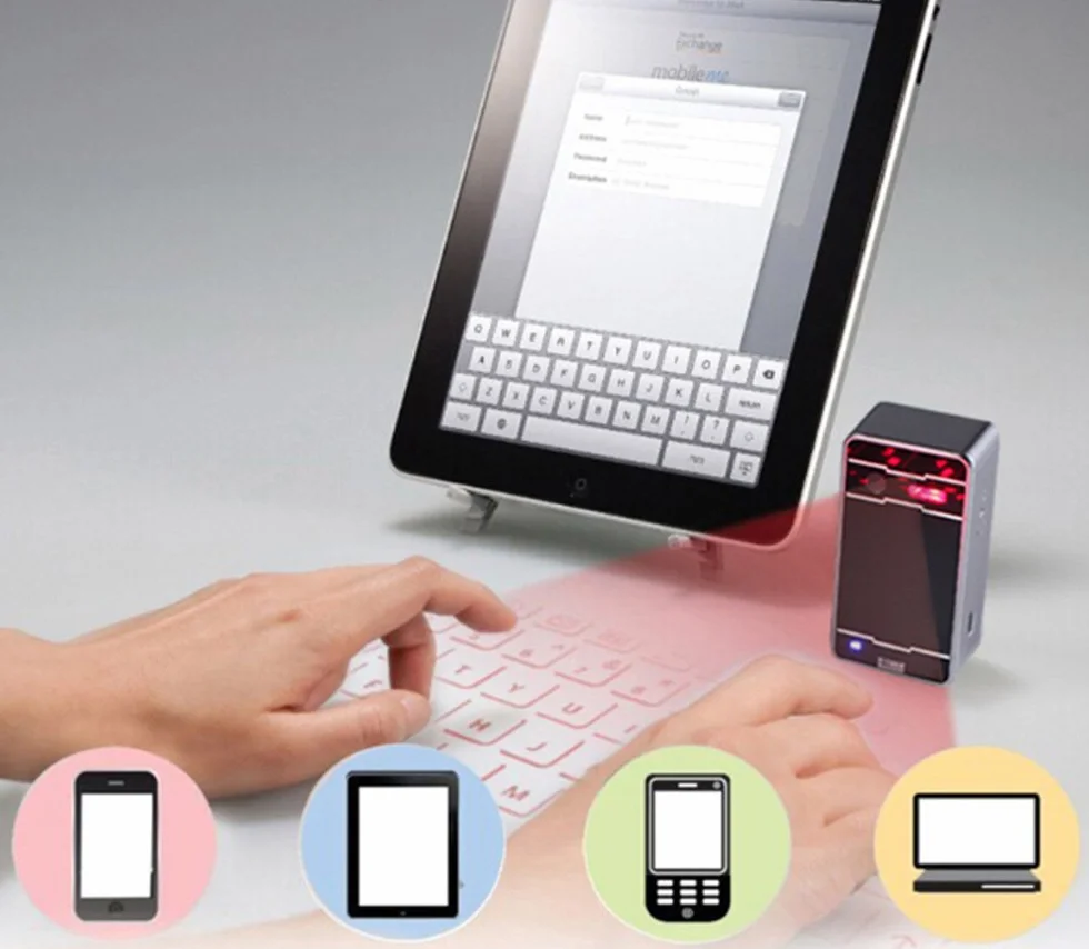 Projektor laserowy Bluetooth do iPhone, iPad, Samsung, Android, laptopów, komputerów srebrny+czarny