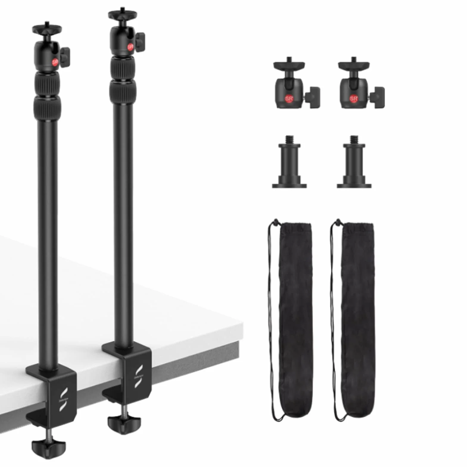 SMALLRIG Wybór 19"-39" Uchwyt na Biurko 2 PCS Stojak Stołowy z Głowicą Kulową 1/4", Zacisk Stołowy C do lustrzanki cyfrowej, Lampa Pierścieniowa, Transmisja Strumieniowa na żywo - 3883