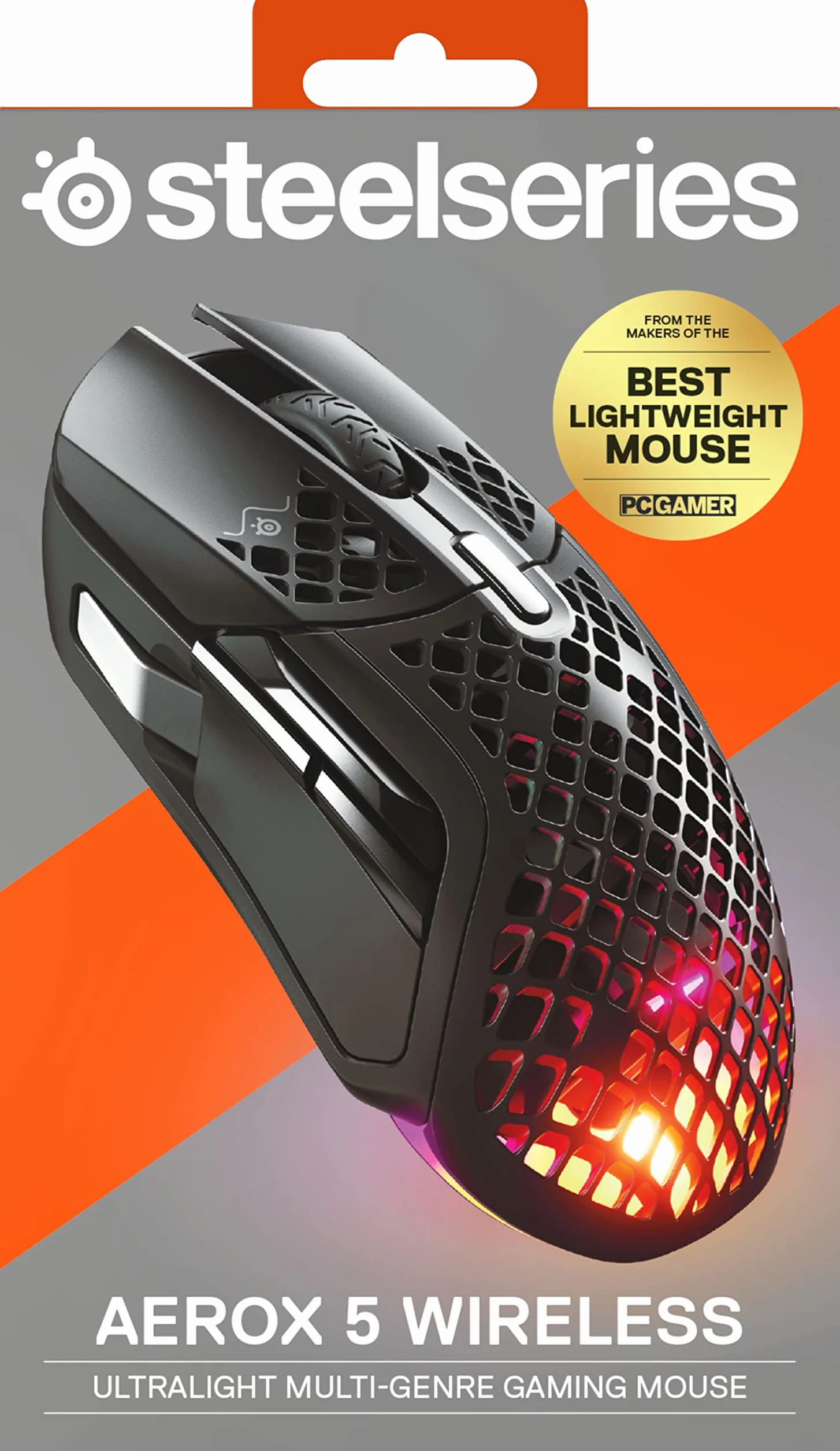 SteelSeries Aerox 5 Wireless Mysz do gier RGB Ultralekka Wodoodporna 9 przycisków Bluetooth 2,4 GHz Sensor TrueMove Air 18K DPI