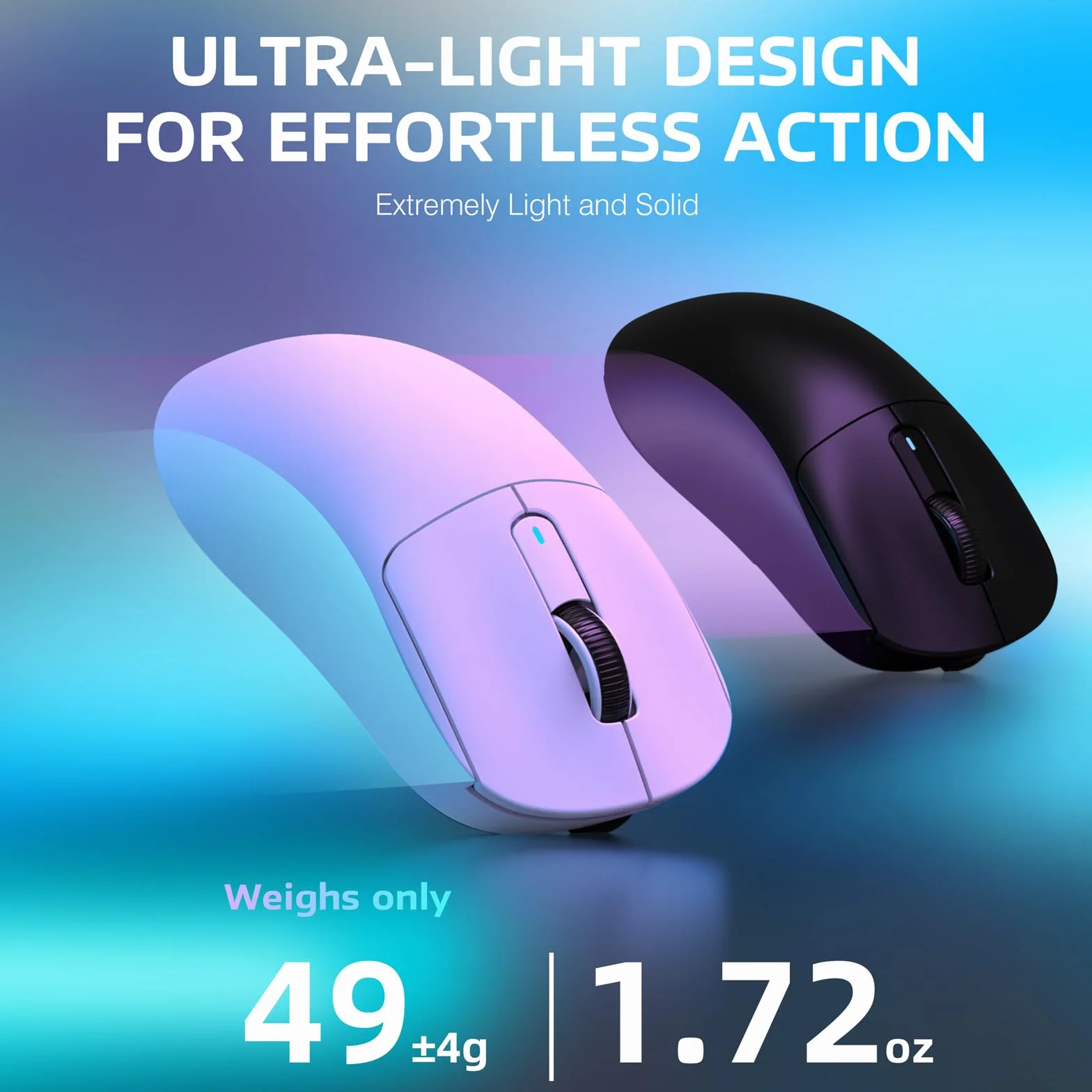 VGN GAMEPOWER ATTACK SHARK X3 SUPERLIGHT Bezprzewodowa mysz do gier, ultralekka mysz 49 g, PixArt PAW3395, 26000 DPI, Tri-mode 2.4G/USB-C przewodowa/Bluetooth, G502, bateria 200 godzin, przełącznik